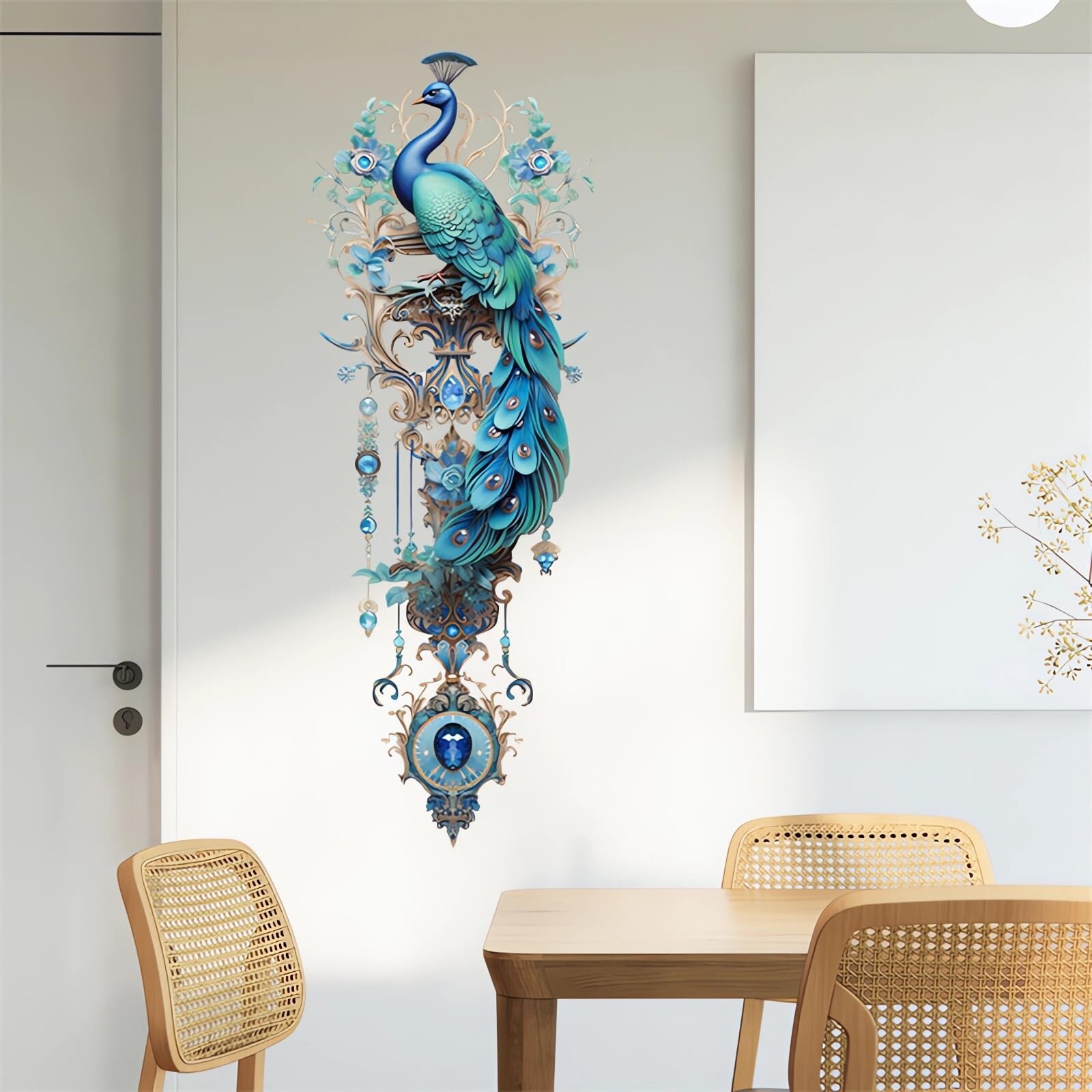 Gorgeous Blue Peacock Painted Wall Stickers, sacinora Peacock Pendant Art Wal…
