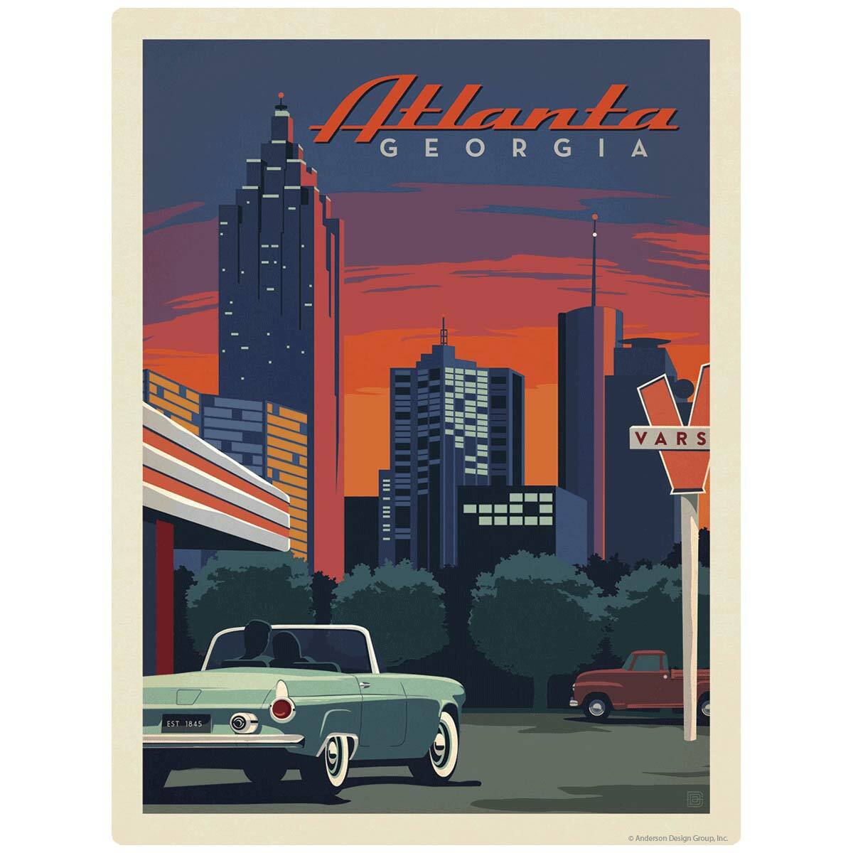 Atlanta Georgia Varsity Drive In Decal Peel and Stick