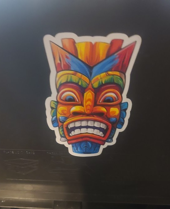 Colorful Tiki Mask Sticker Pack (4) Tribal Totem Waterproof Stickers Hawaii Mug
