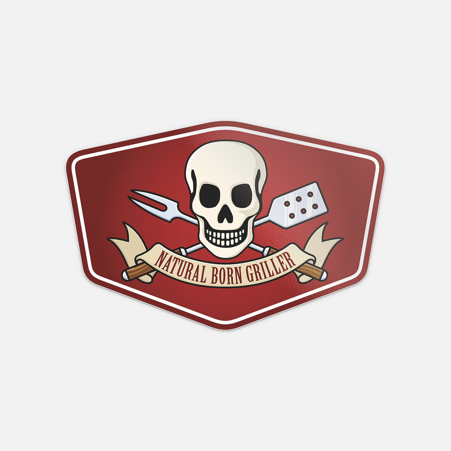 Natural Born Griller Funny Skull Emblem Vinyl Sticker Decal