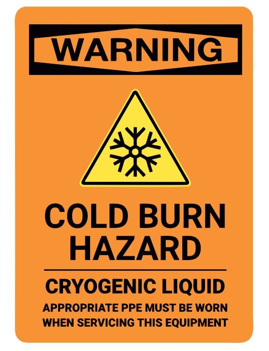 Warning Cold Burn Cryogenic Liquid Safety Sign Sticker Decal Label D7300