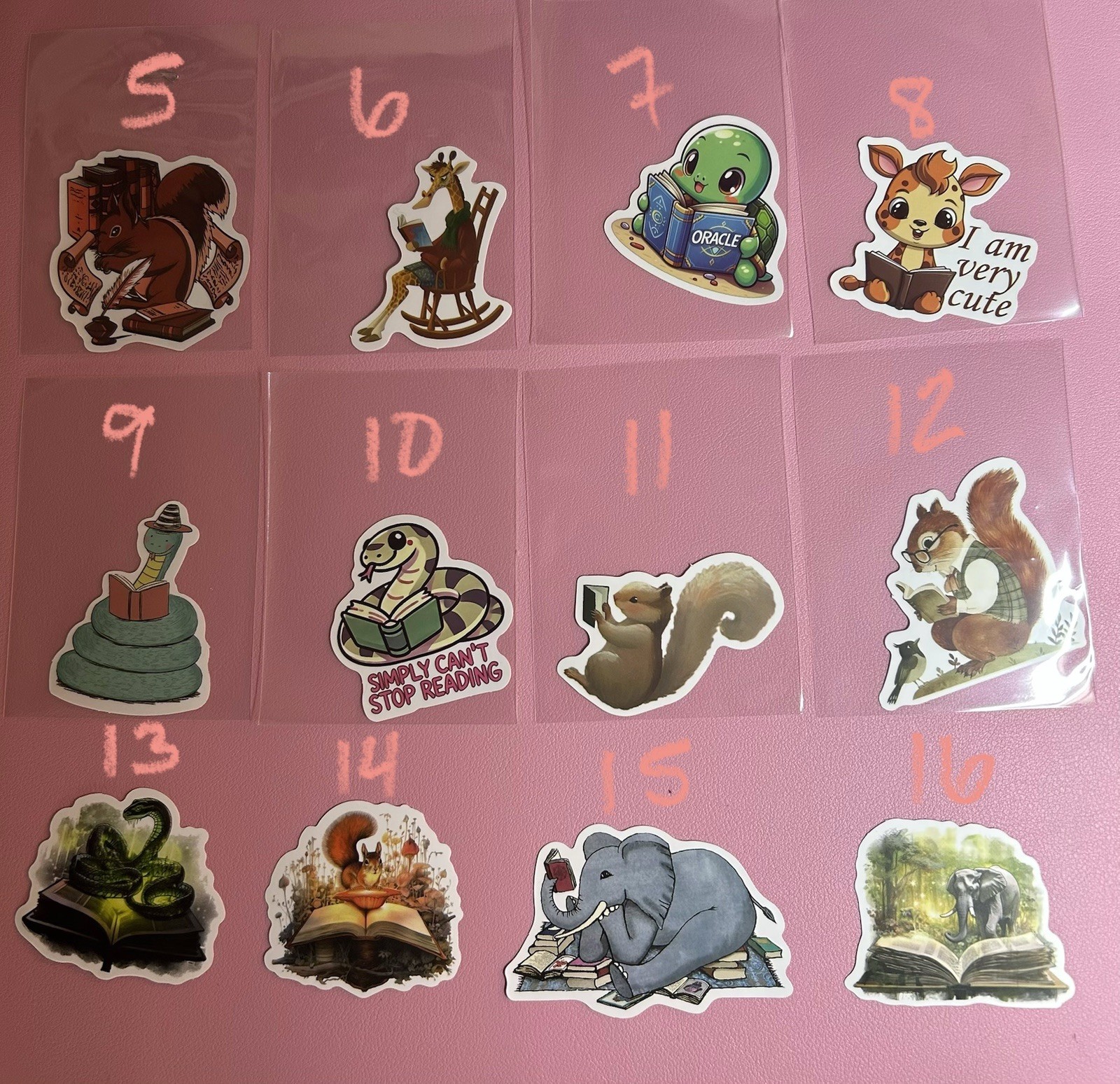 Animals Reading Books Stickers