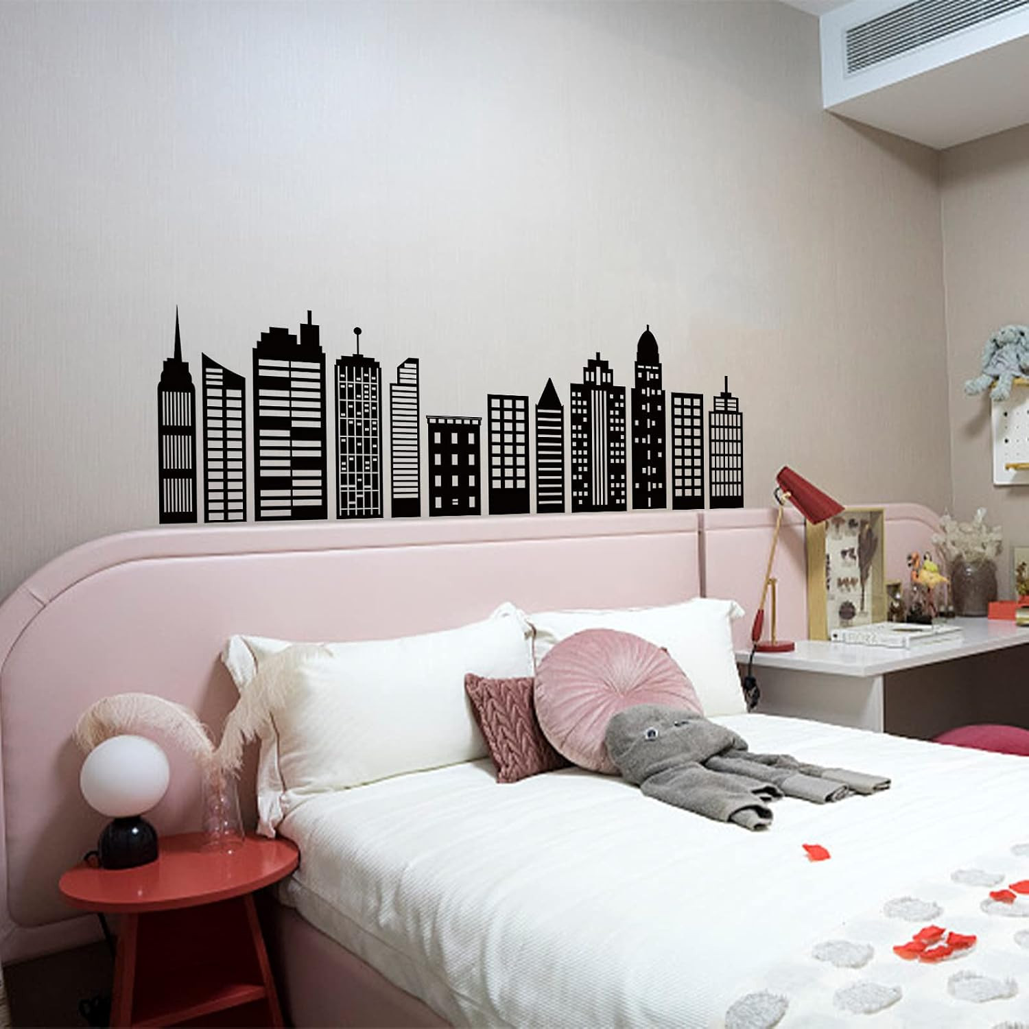 Cityscape Wall Stickers Buildings Silhouettes PVC Decals 38.6X14In