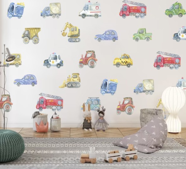 Watercolor cars wall decal, Cars wall stickers, Cars wall decals