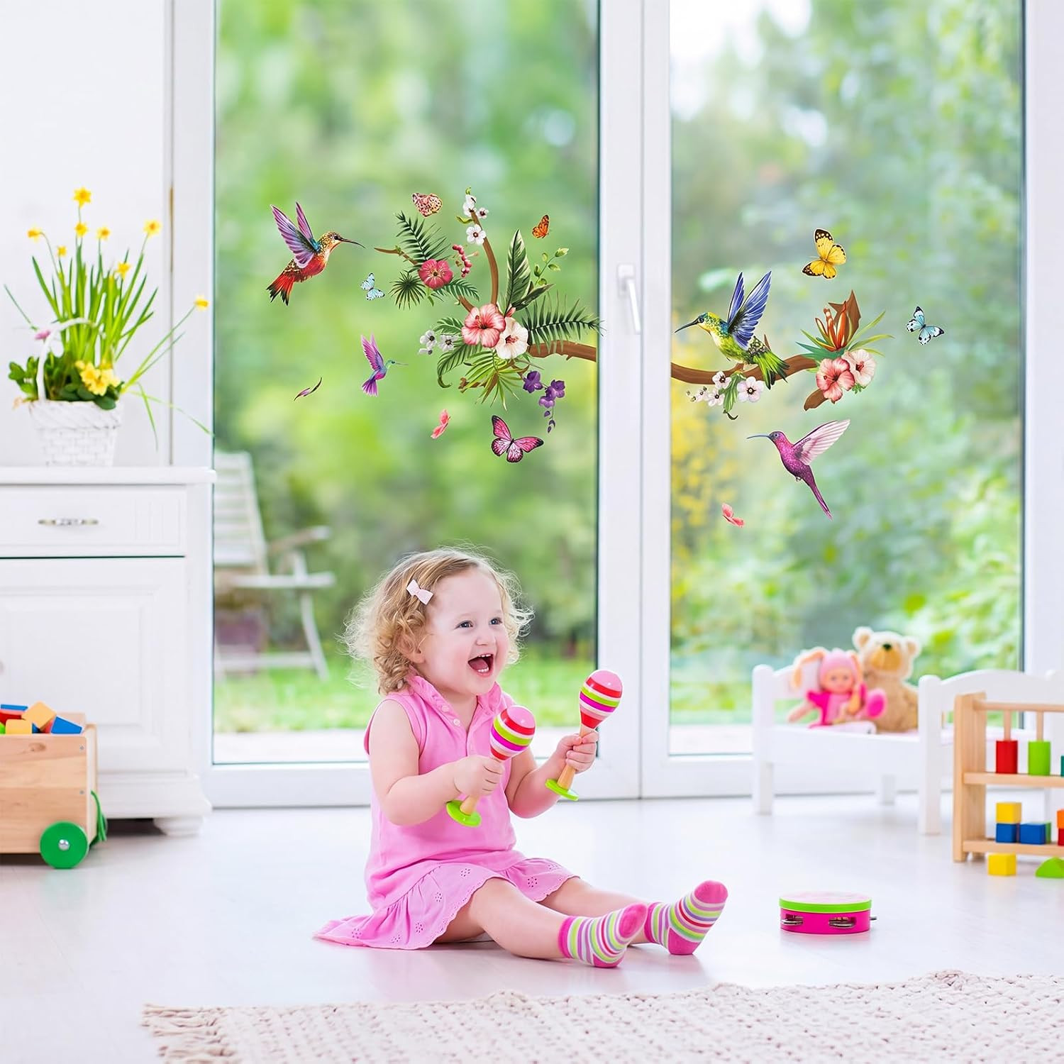 3 Hummingbird Wall Decals Vinyl Stickers – Removable Home Decor