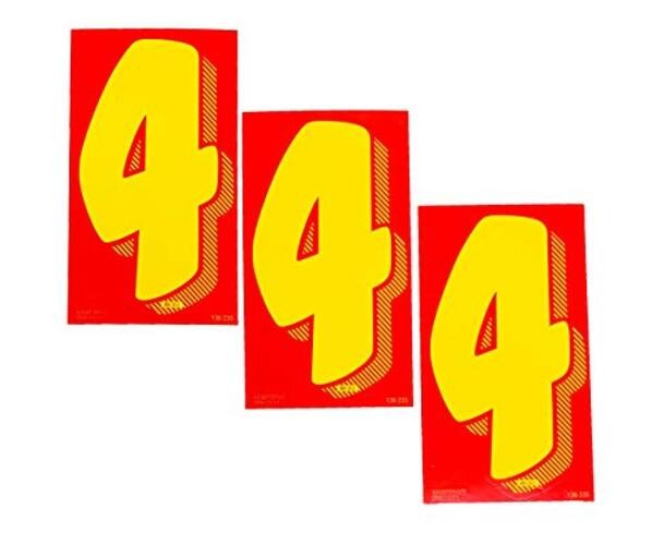 EZ Line Vinyl Decals for Cars Red and Yellow Large Number Stickers Windshield