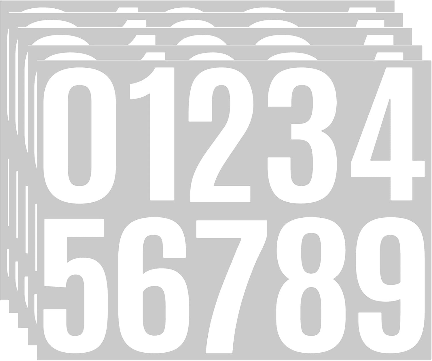 4 Inch Large Size Number Stickers, 5 Sheets Self Adhesive House Numbers for Mail