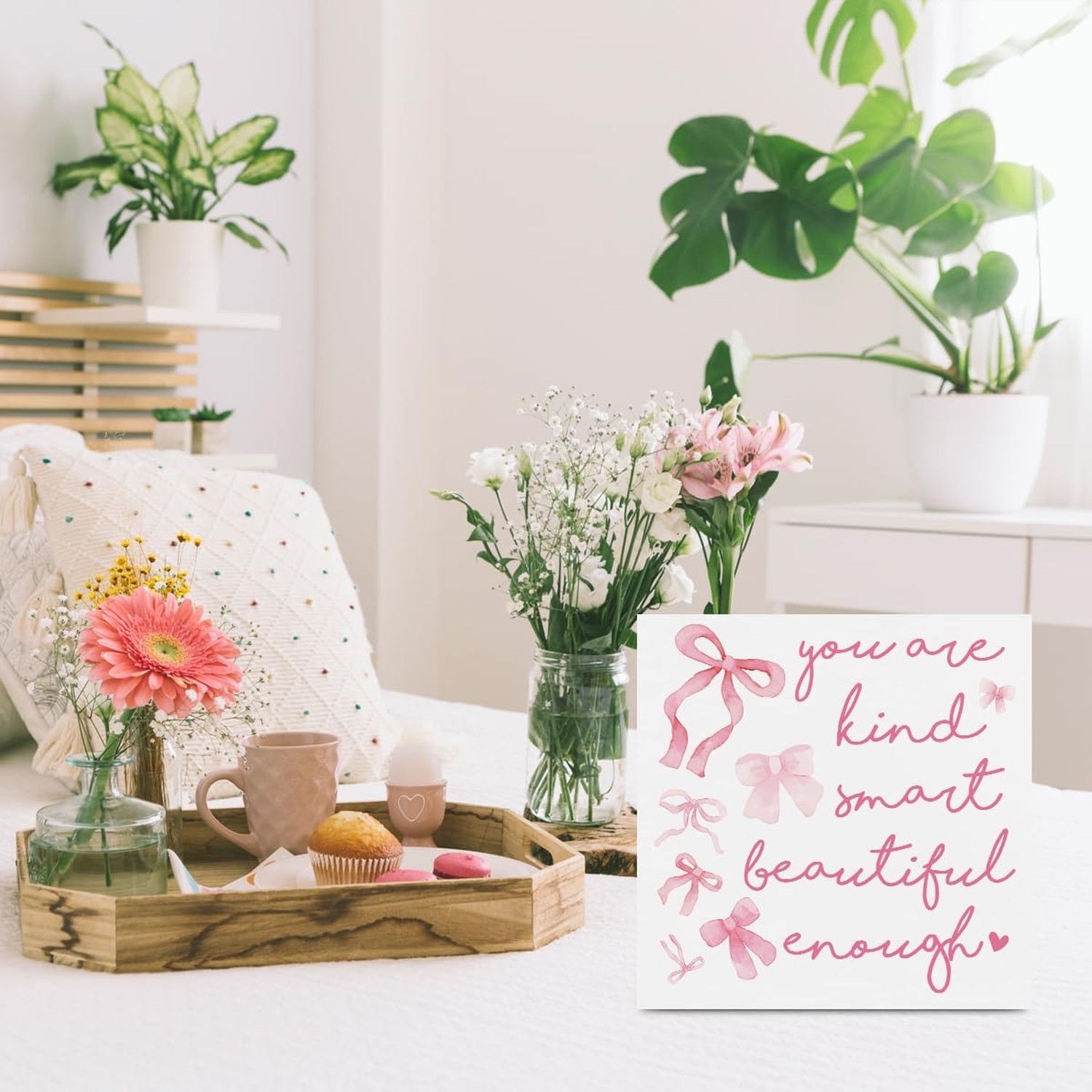 Pink Dorm Room Decor for Women, Pink Inspirational Awareness Positive Affirma…