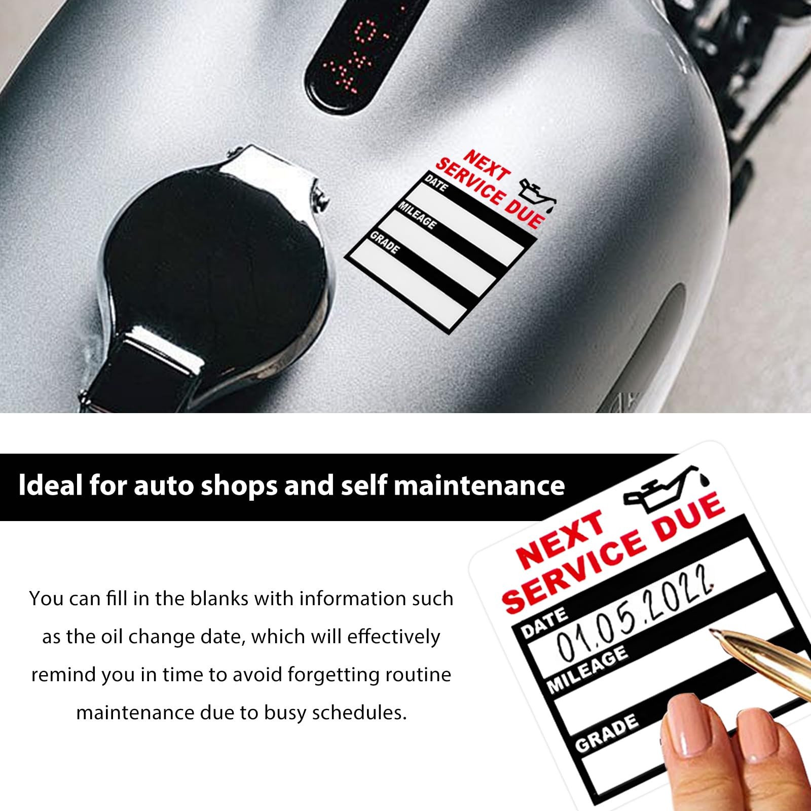 120 PCS Oil Change Stickers, 2×2 Inches Next Service Due Labels Static Cling …