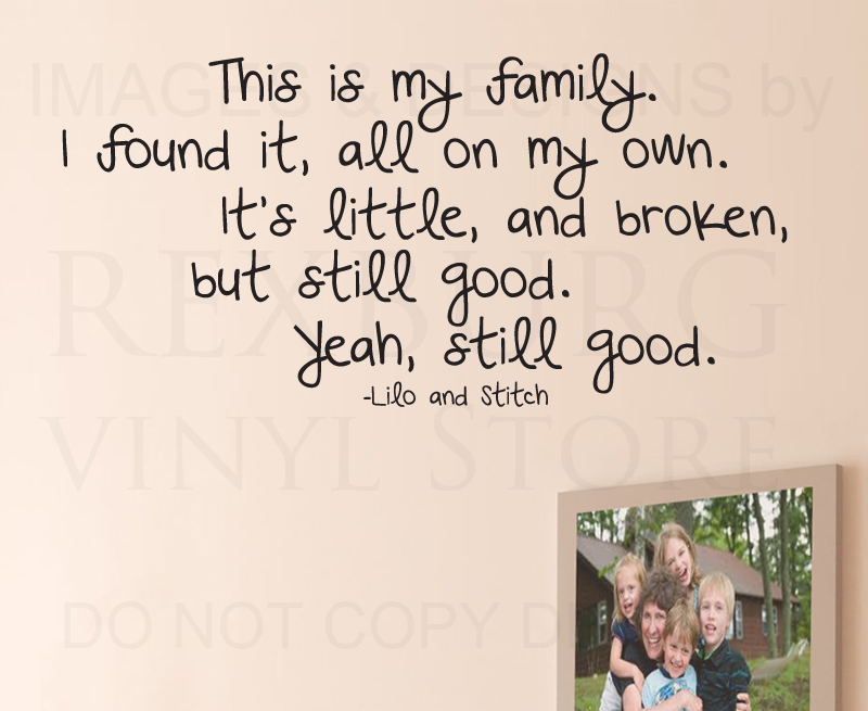 Wall Decal Sticker Quote Vinyl Lettering This is my Family Lilo and Stitch B96