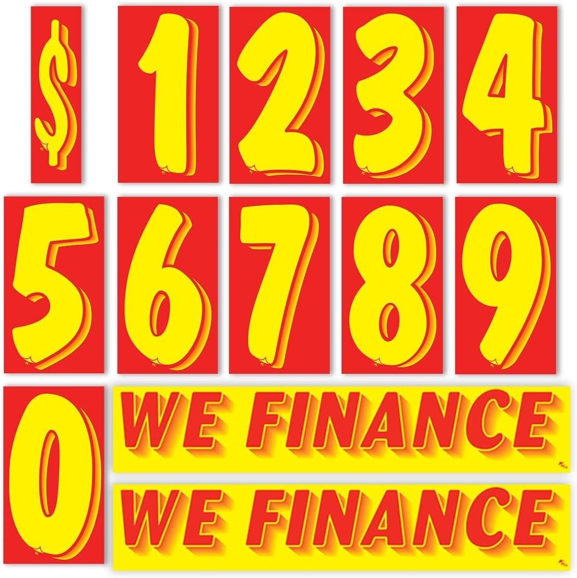 Vinyl Number and We Finance Slogans Decals Car Lot Windshield Pricing Stickers