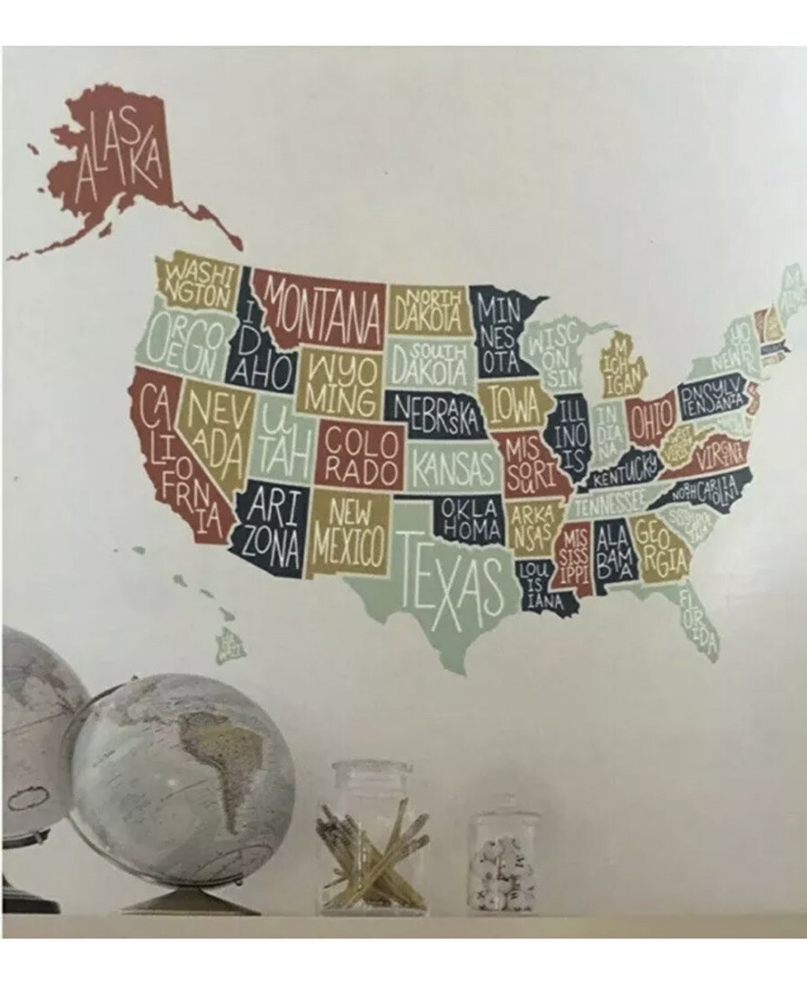 DCWV USA United States of America Map Wall Decal School Home NIP