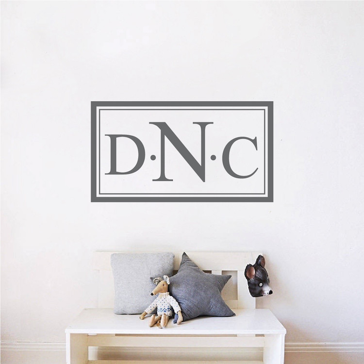 Custom Monogram Wall Decal Personal Initials Wallpaper Name Removable Vinyl, b43