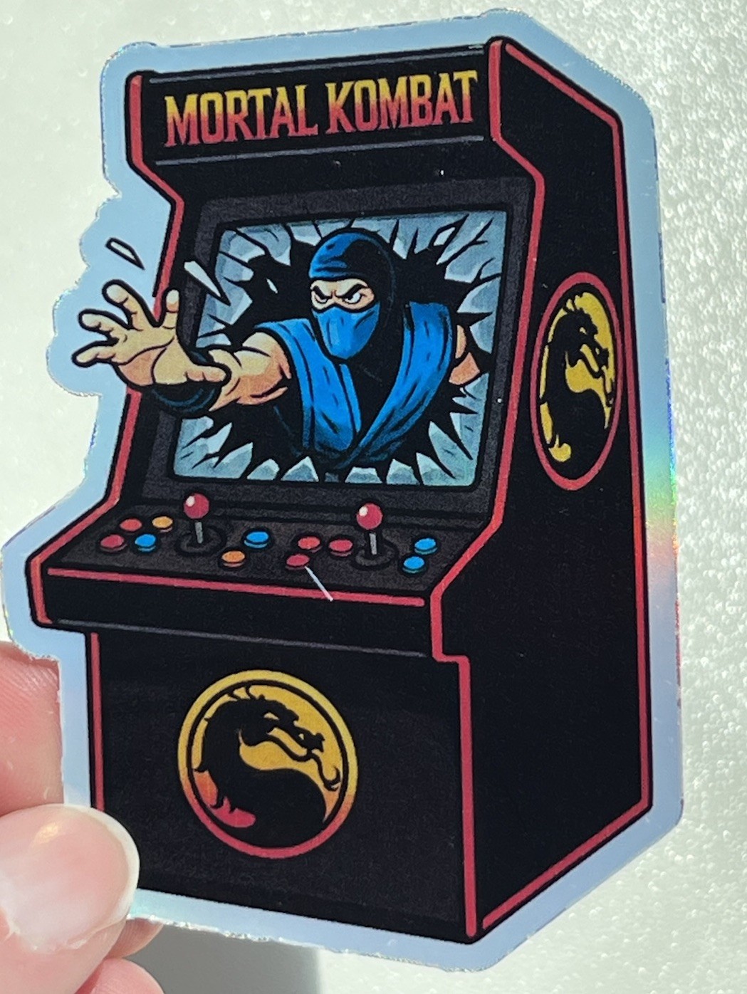 Retro Mortal Kombat arcade machine Sub-Zero 3inch Holographic Sticker