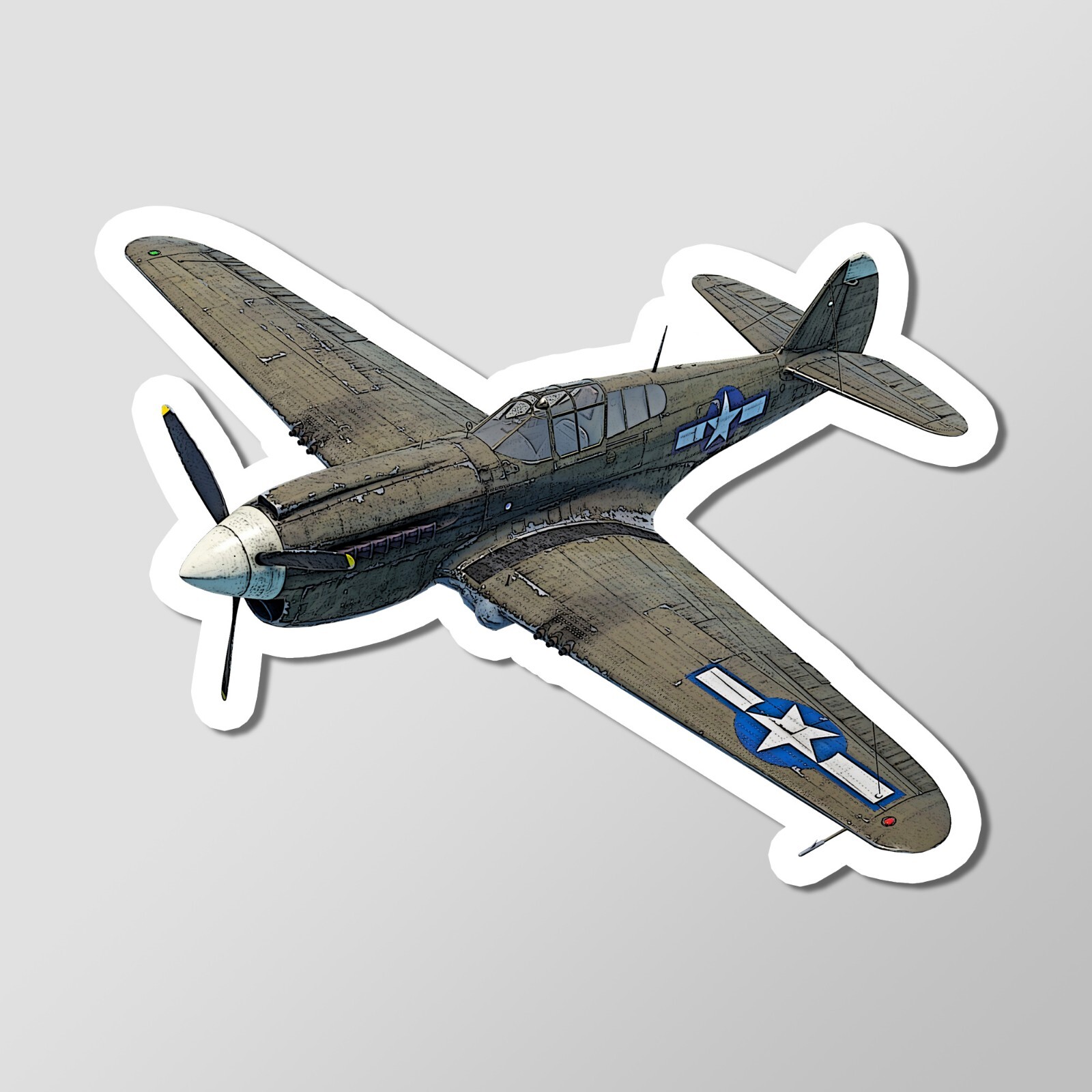 Curtiss P-40 Warhawk US WW2 Fighter Plane Vinyl Laptop Desktop Glossy Sticker 4"