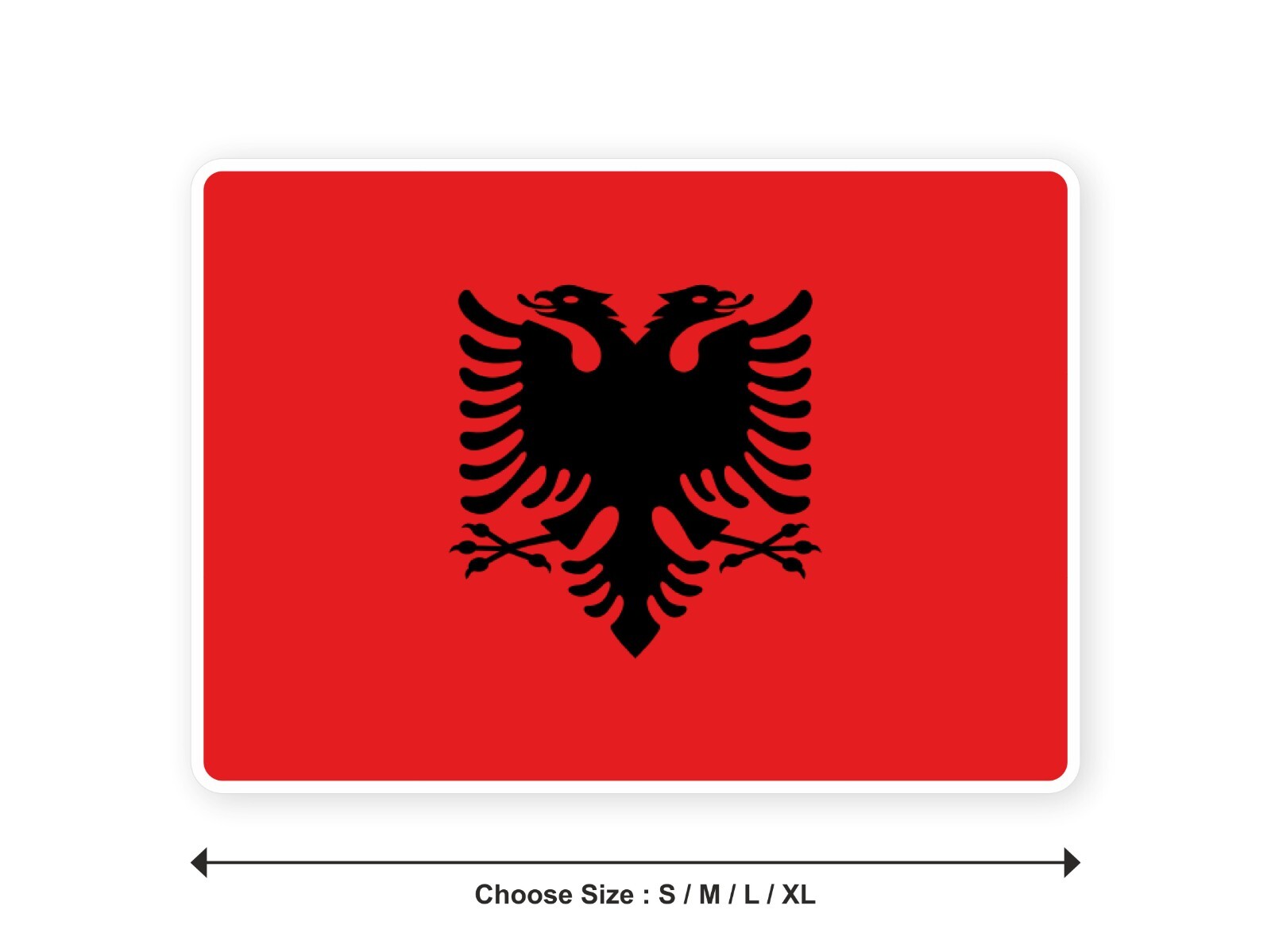 Sticker flag ALBANIA Albanian 3,9′′(S) -11′′(XL) decal white border