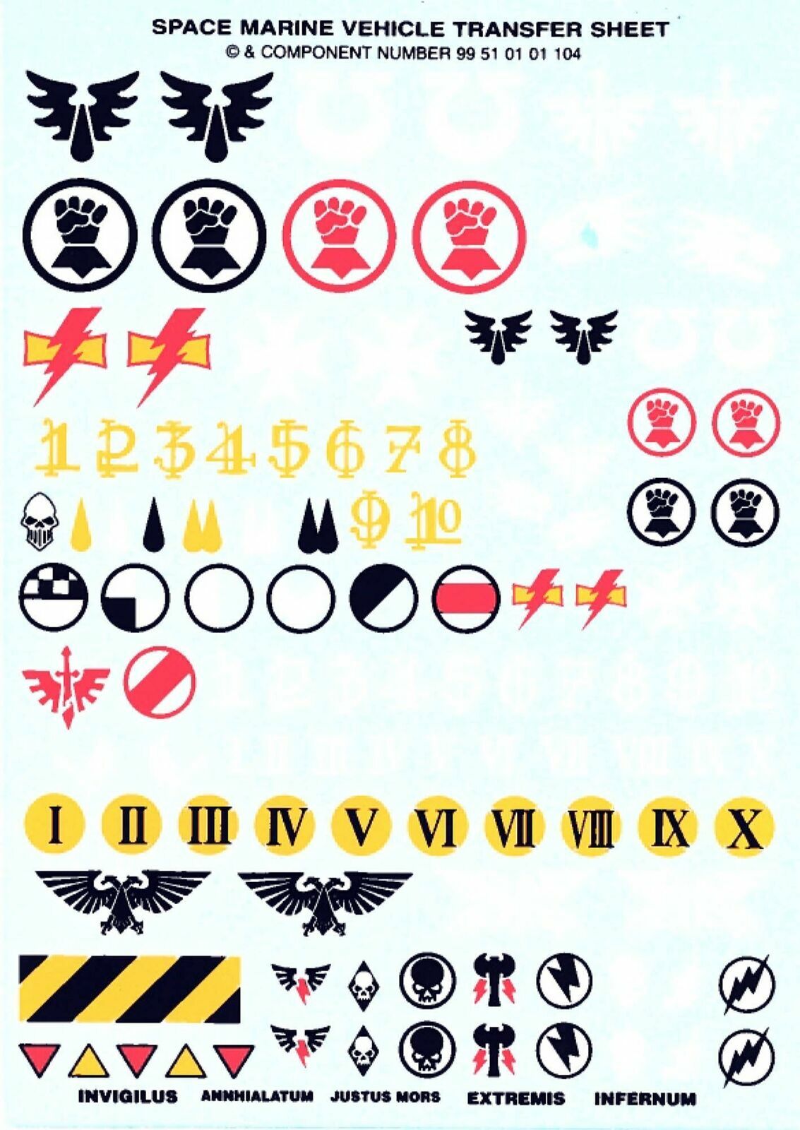 Decals Games Workshop 40k Space Marine Vehicle Transfers