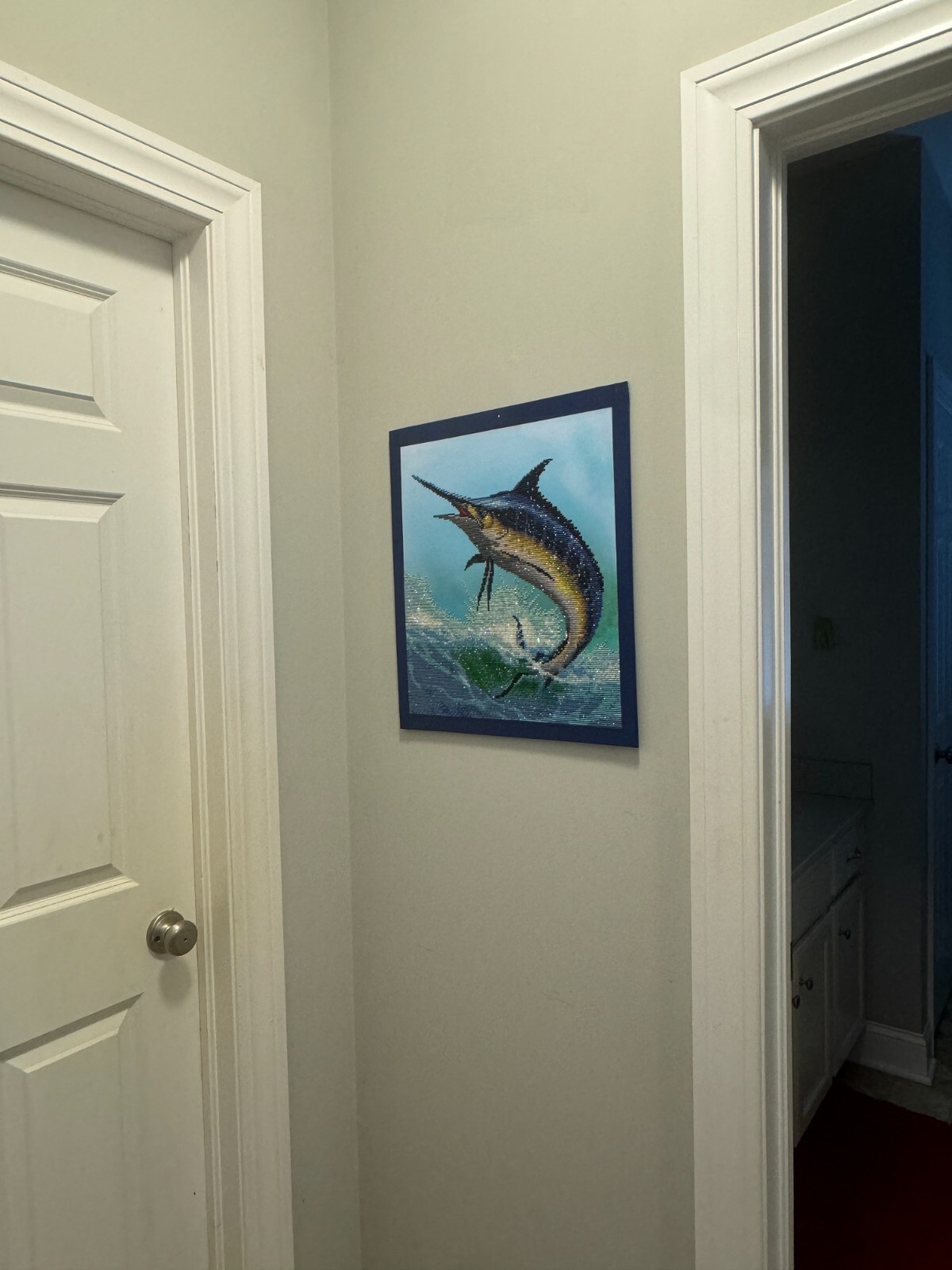 Majestic Marlin Diamond Painting – Completed and Ready to Display – 18×20