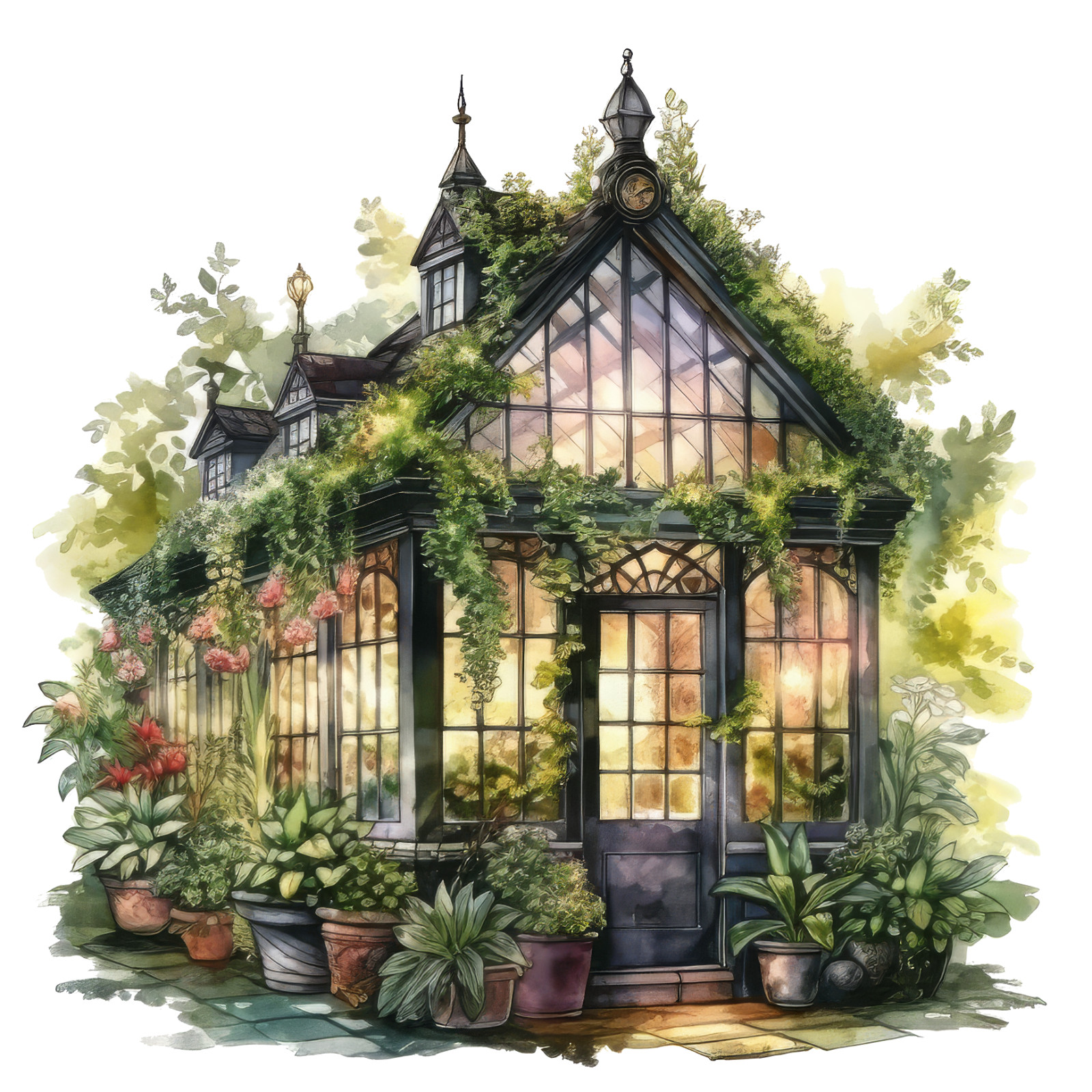 Wall decal sticker enchanted greenhouse wall sticker 18 x 18 cm large
