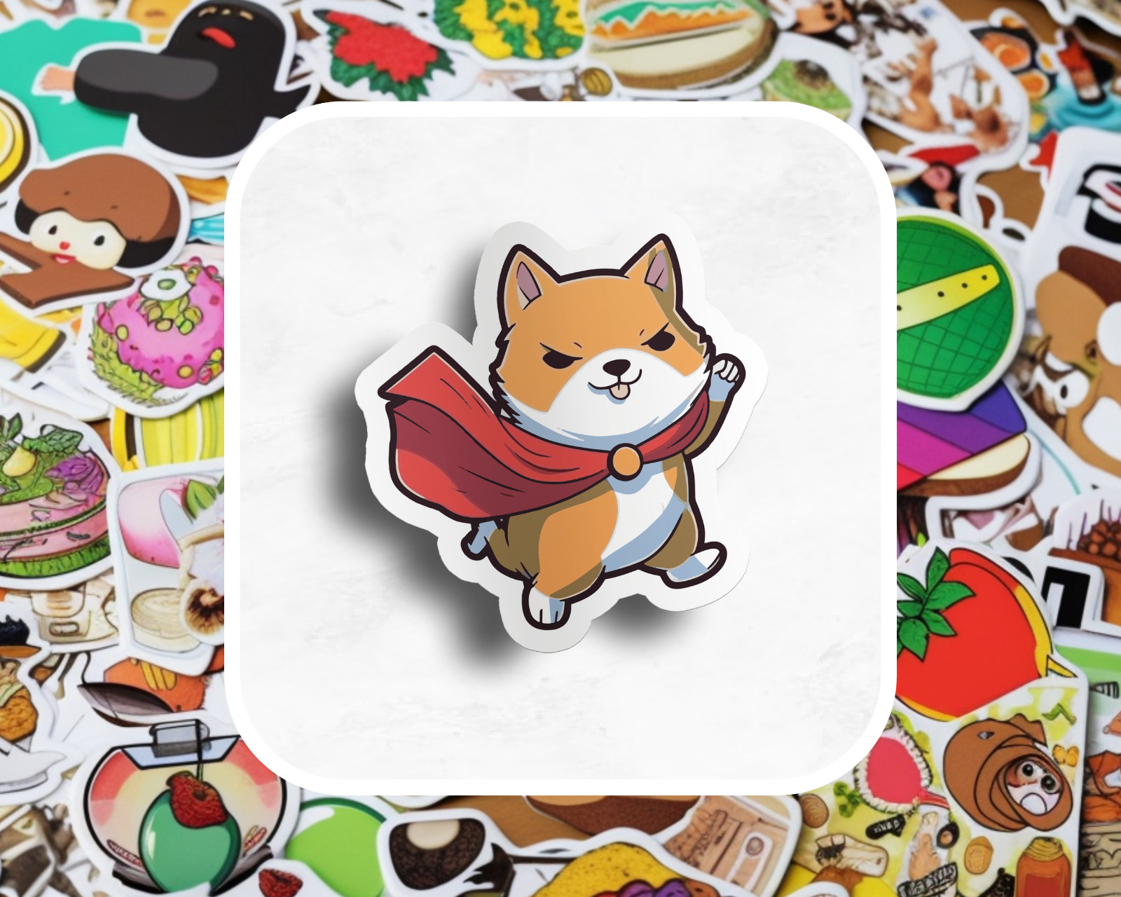 Shiba Inu Dog Superhero Sticker, Am hero, so power, very save Meme Sticker