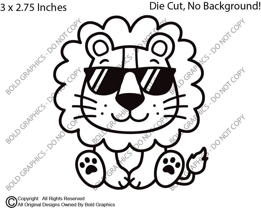 3" Baby Lion Sunglasses Zoo Decal Vinyl Sticker Friendly Wild Animals Pals Leo