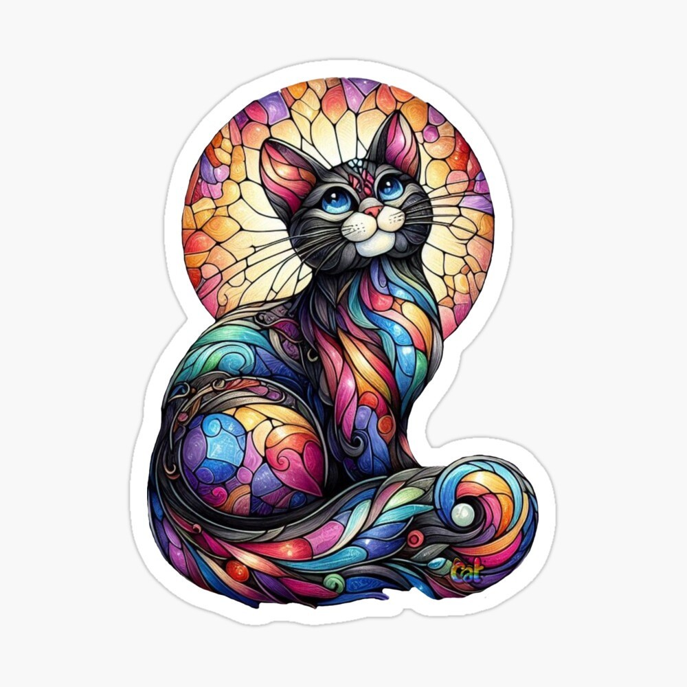 Radiant Kitty Sticker by C Autumn Trapp Original Art 3" x 3"