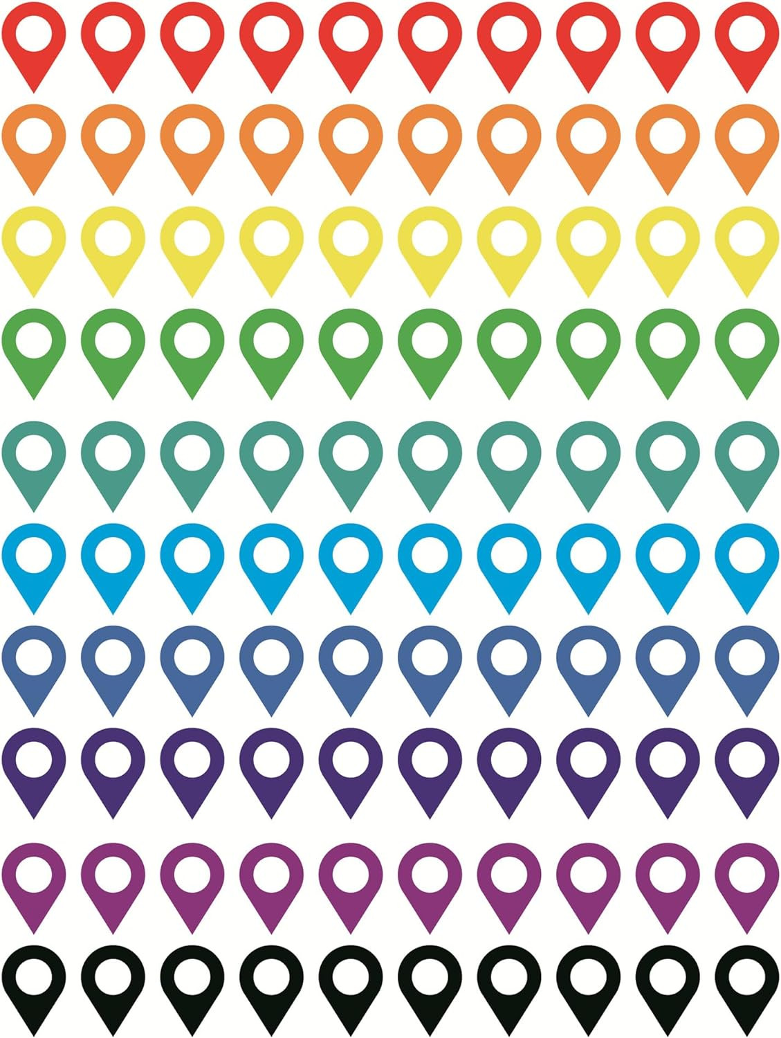 Map Location Sticker,100Pcs 0.35X0.5Inch Colored Map Location Sticker