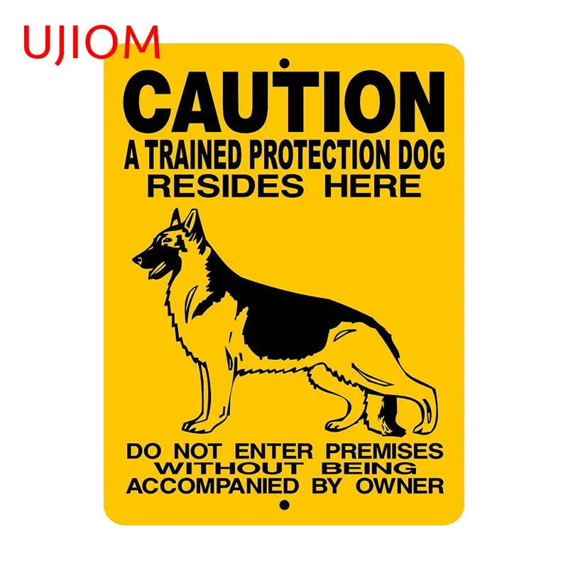 UJIOM 13cm Trained Protection Dog Warning Wall Sticker Scratch Resistant