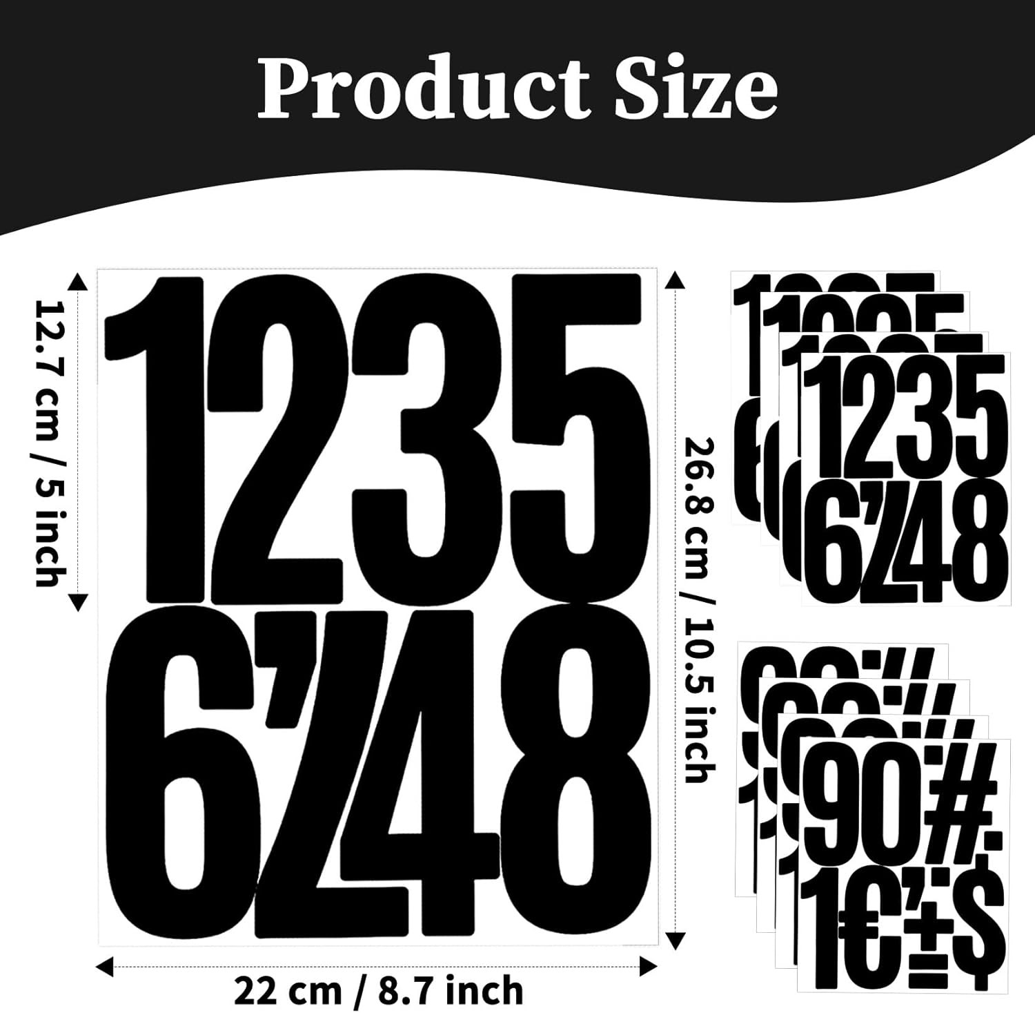 5 Inch Vinyl Number Stickers,88 Pieces Self-Adhesive Large Numbers 0-9
