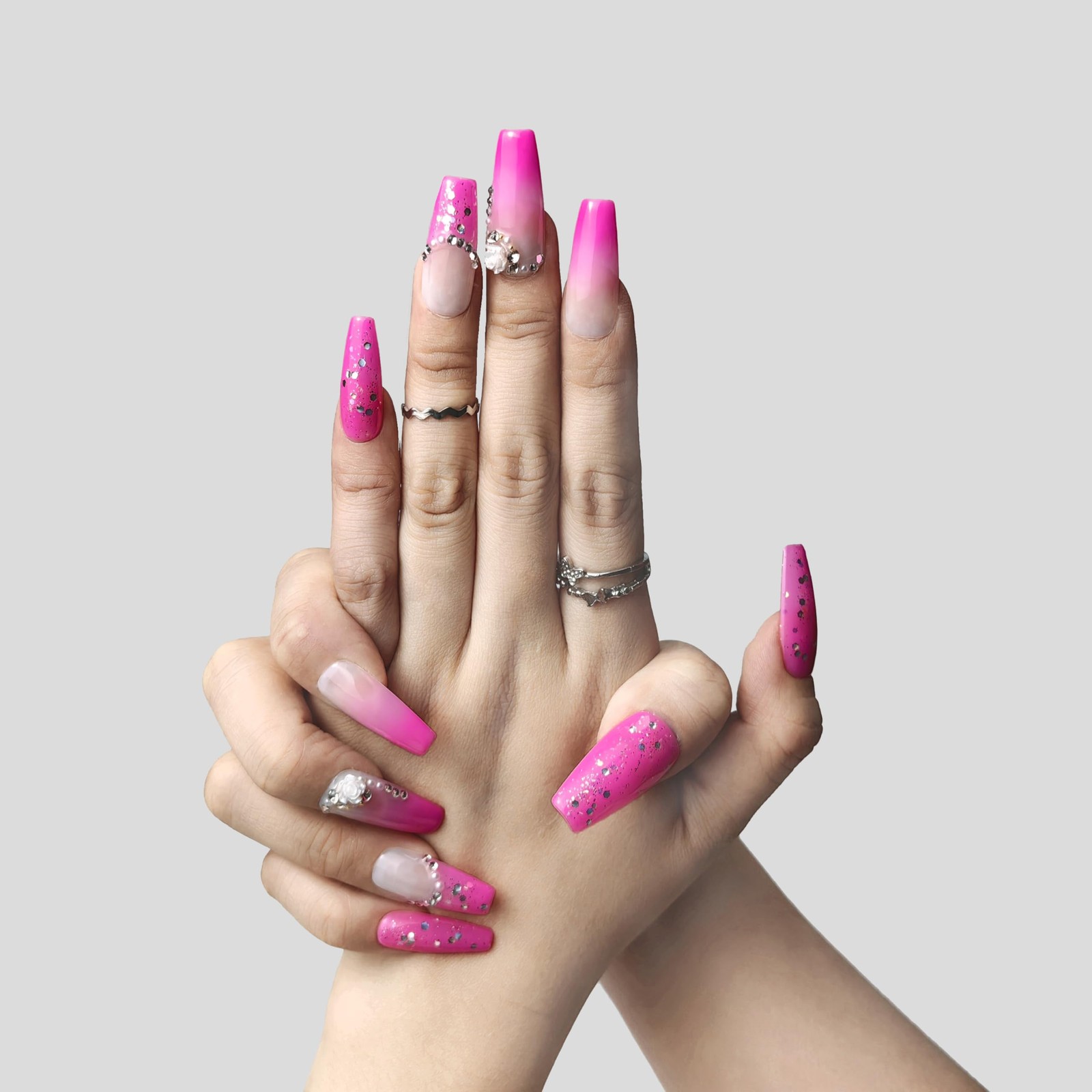 GGddsha Nails Handmade Pmma Acrylic Nails Press On NailsShort Reusable Fake Fals