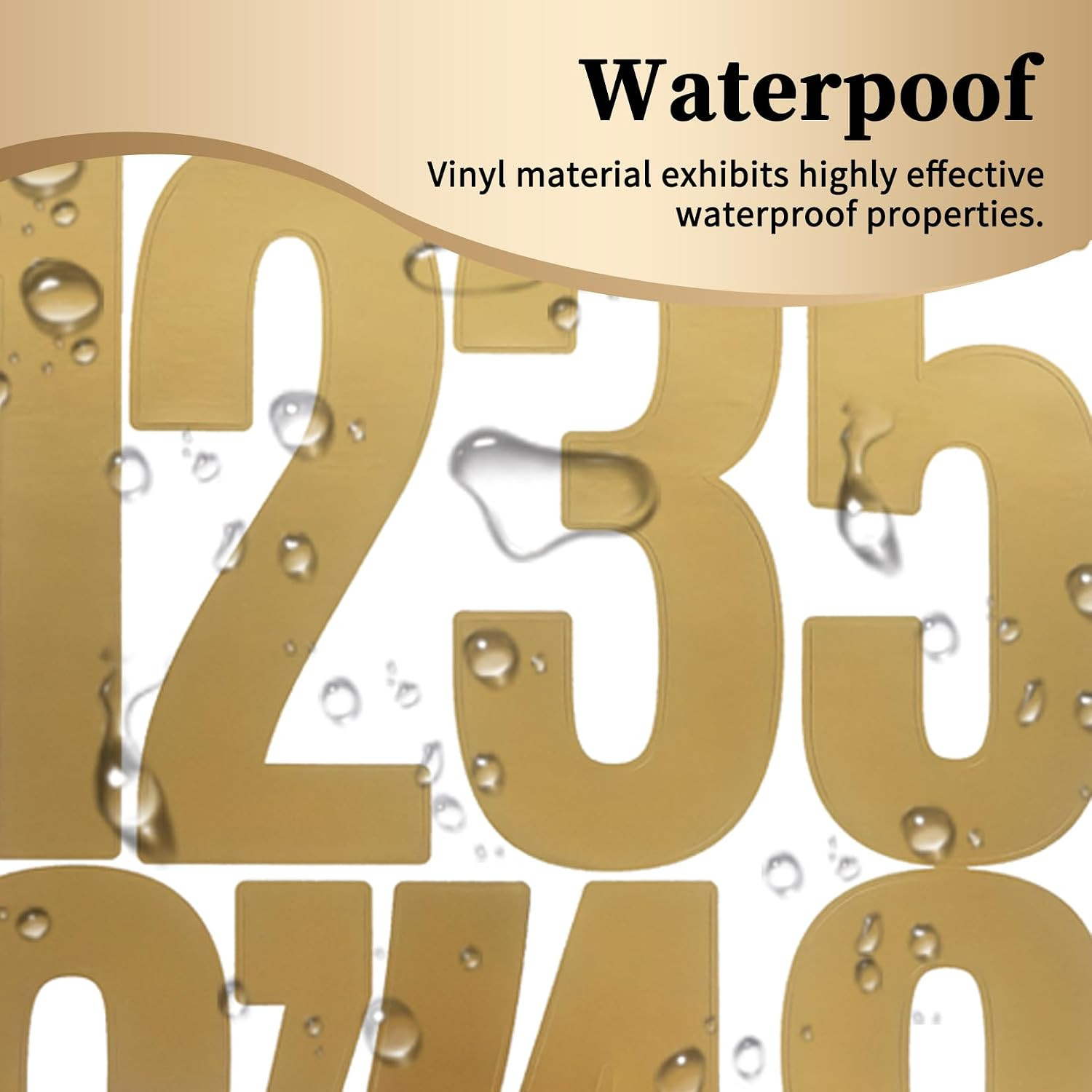 Large 5 Inch Number Stickers,Vinyl Self Adhesive Sticker (8 Sheets Gold) | 0-9 N