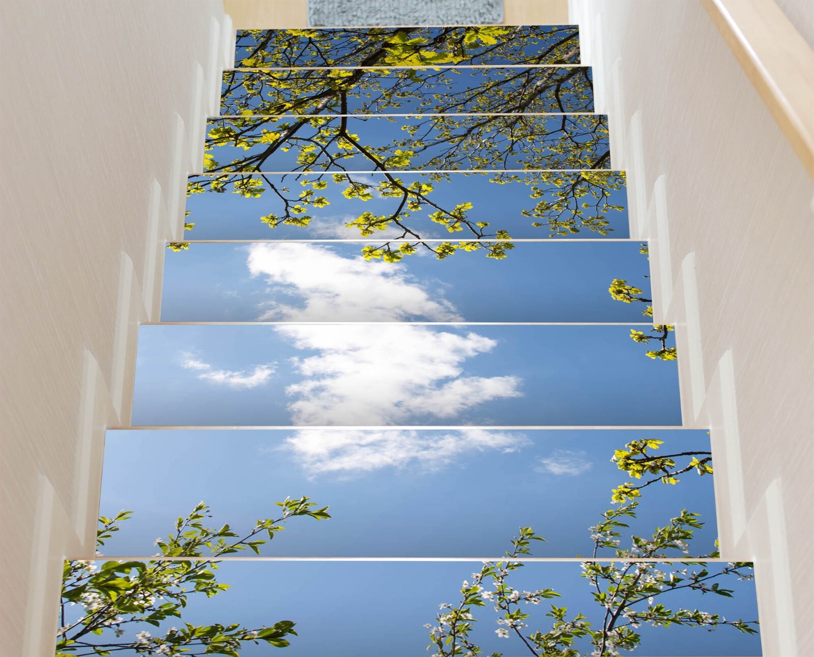 3D Simple Clouds W220 Stairs Risers Decoration Photo Mural Vinyl Wallpaper Vera