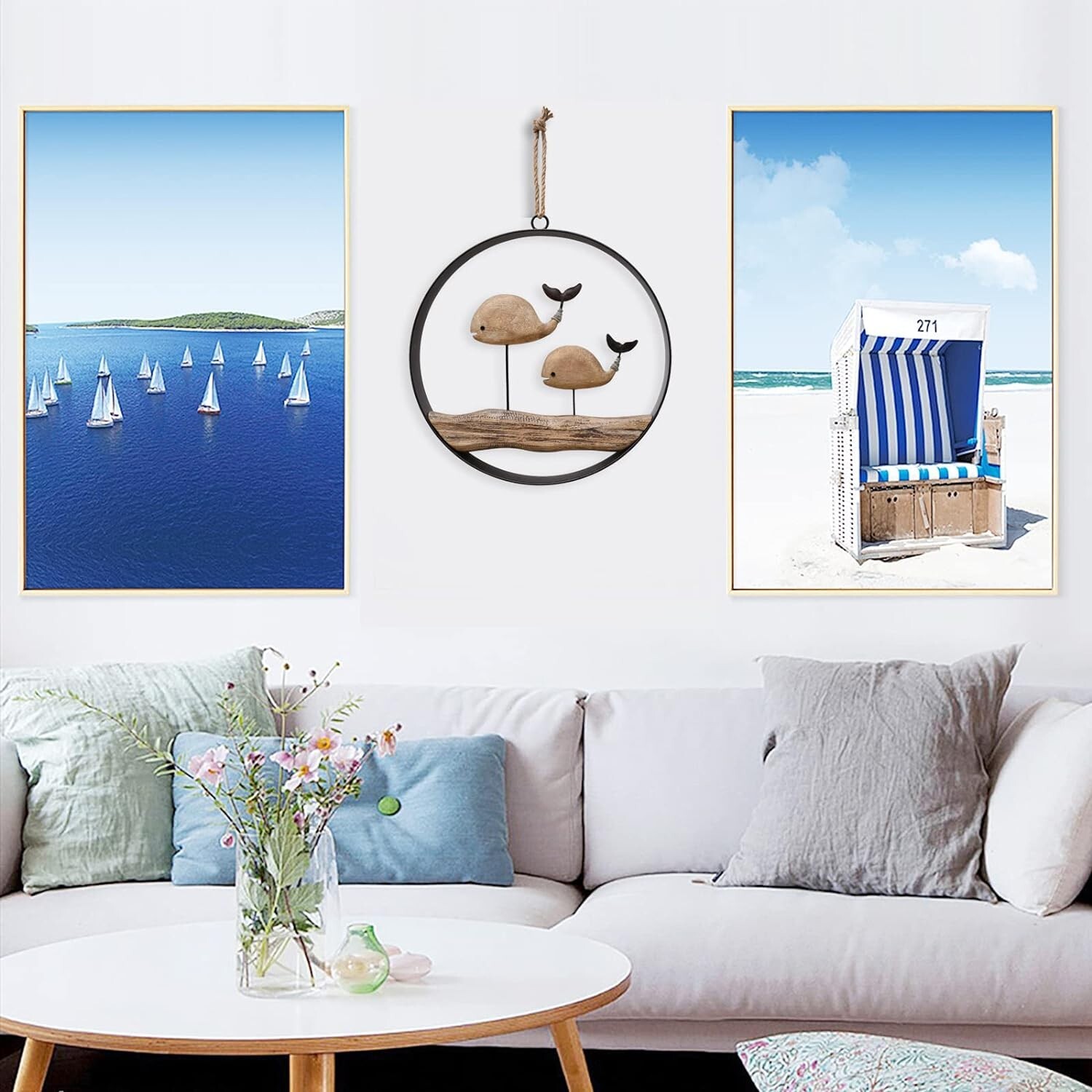 Nautical Wood Wall Decoration Rustic (Whale)