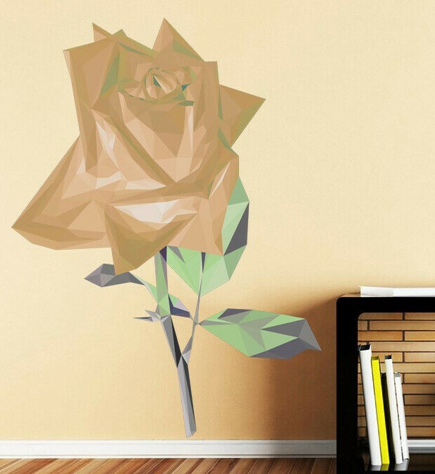 Rose Wall Decal, Flower Sticker, Plant Wall Art, Design for Florist