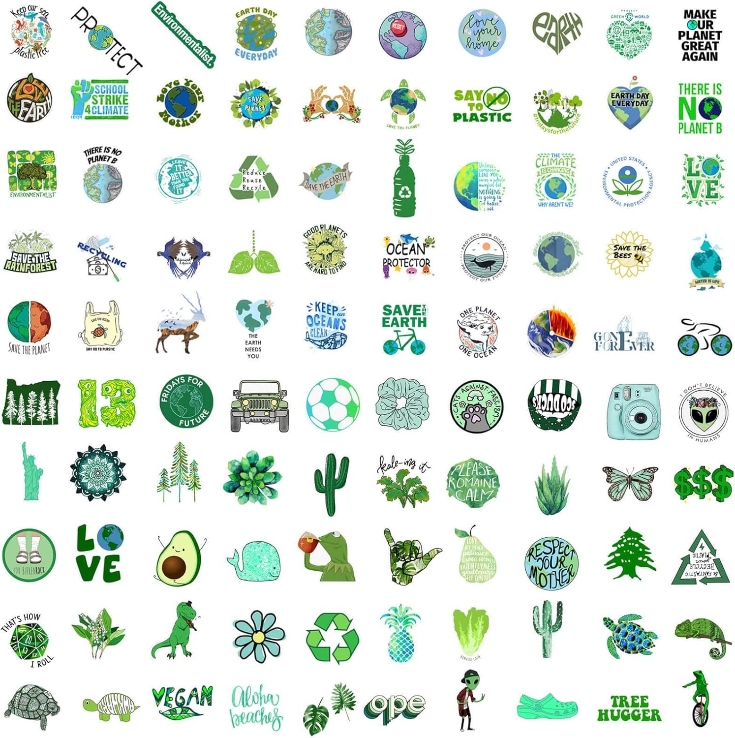 100PCS Earth Day Stickers, Environmental Protection Vinyl Waterproof Stickers fo
