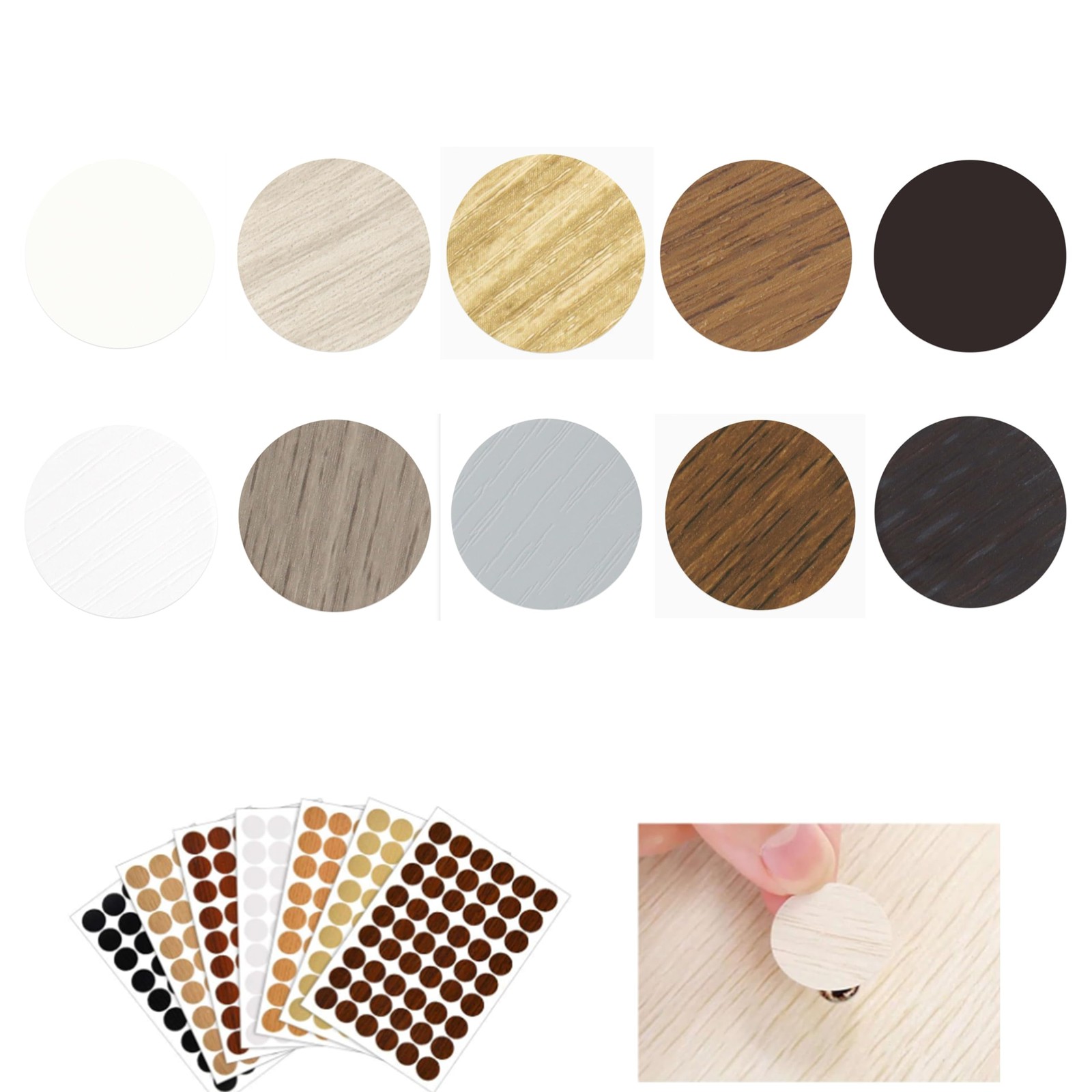 540 PCS Adhesive Screw Hole Cover Stickers Wood Grain Furniture Stickers 10 C