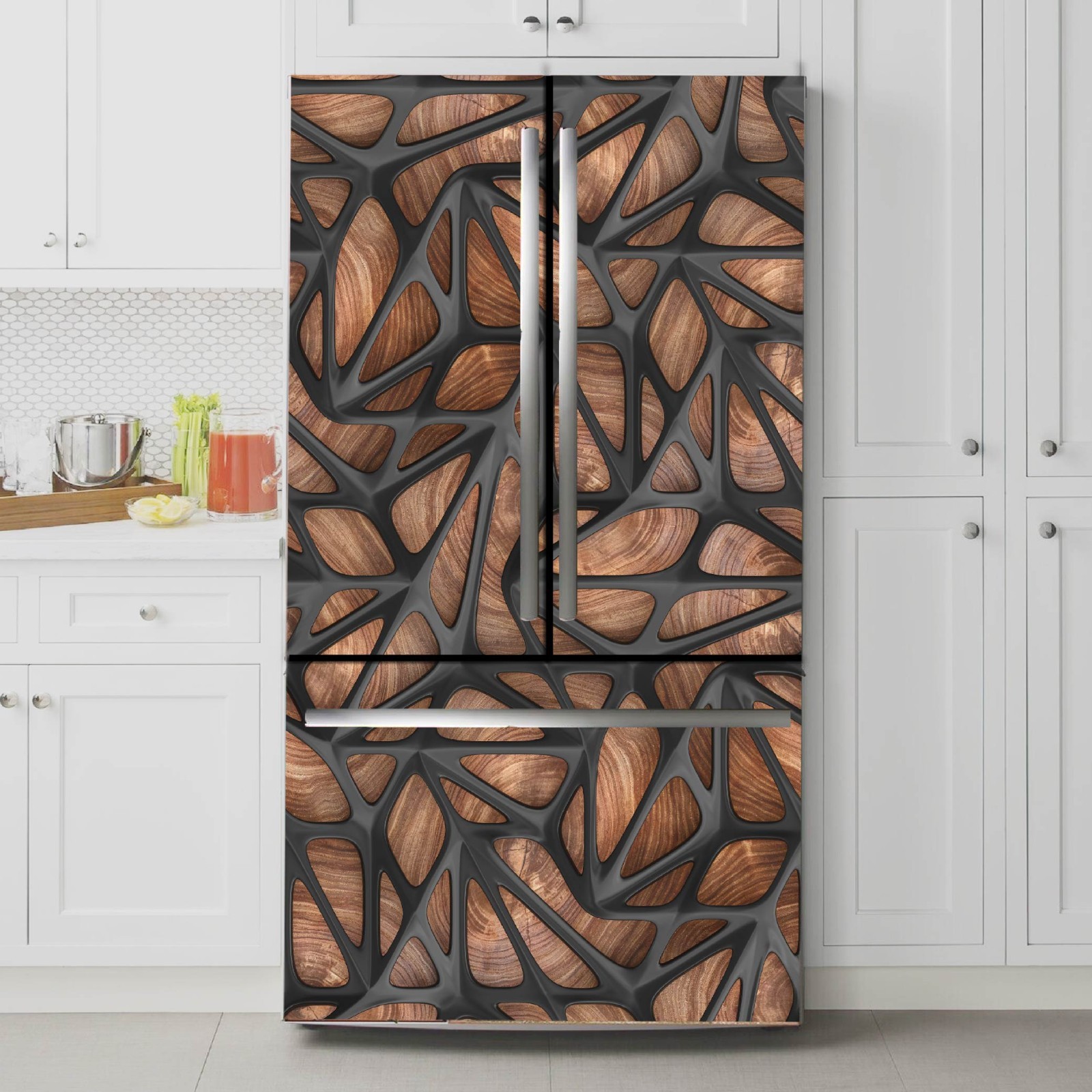 Full Door Refrigerator Wrap Self-Adhesive Vinyl