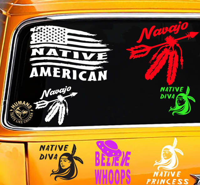 – Native American Arrow Navajo with Feathers Native Pride sticker decal