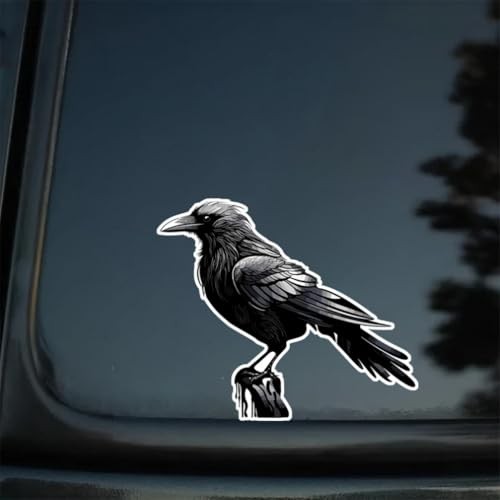 2pcs Black Crow Car Stickers, 5.12"x4.33", Waterproof Vinyl Decal, Exterior