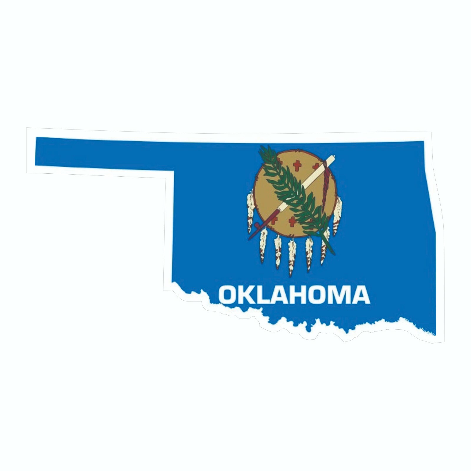 Oklahoma State Map Outline with Flag Sticker, Decal, Vacation Sticker