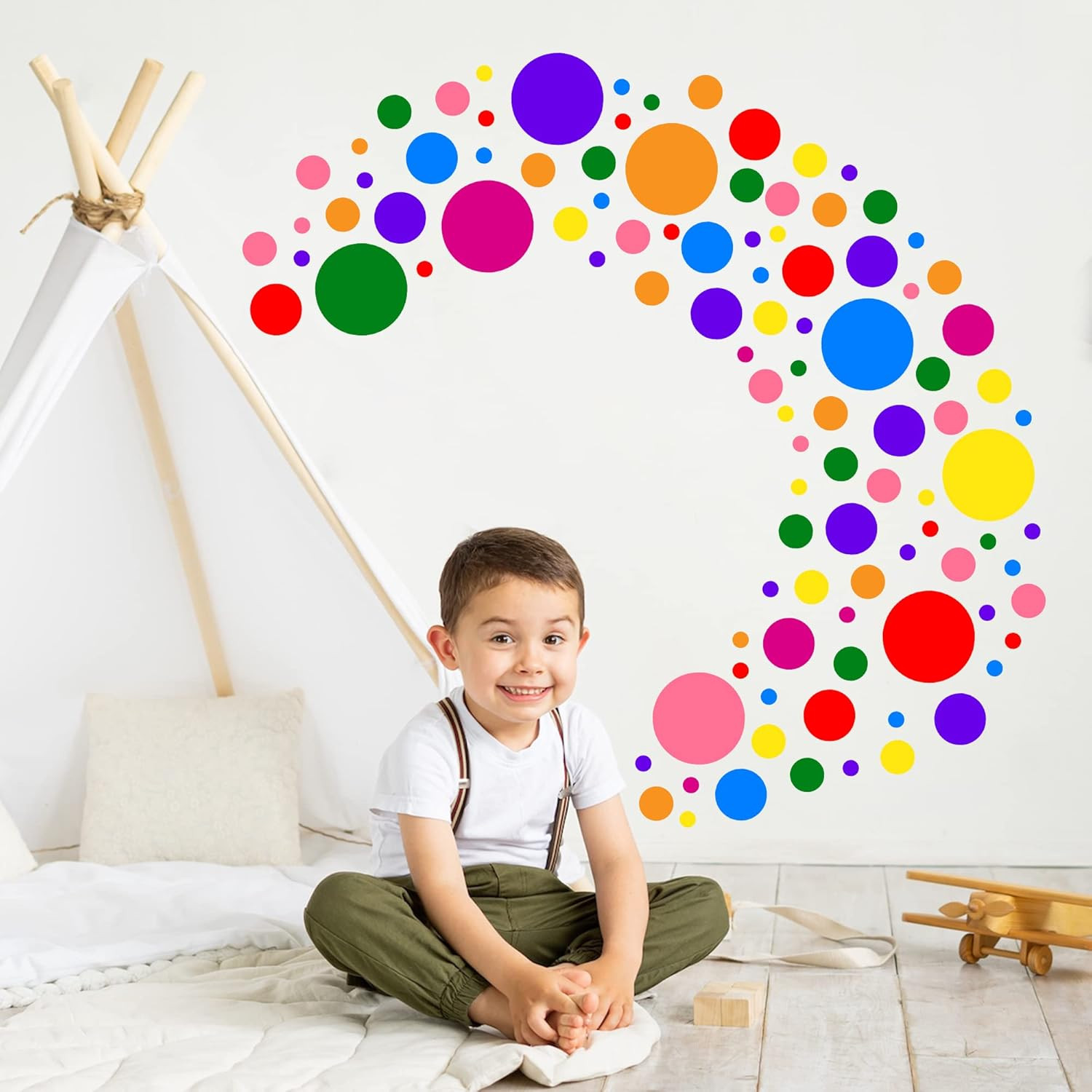 1240Pcs Polka Dot Wall Decals Colorful Boho Wall Decal Peel and Stick Kids Decal