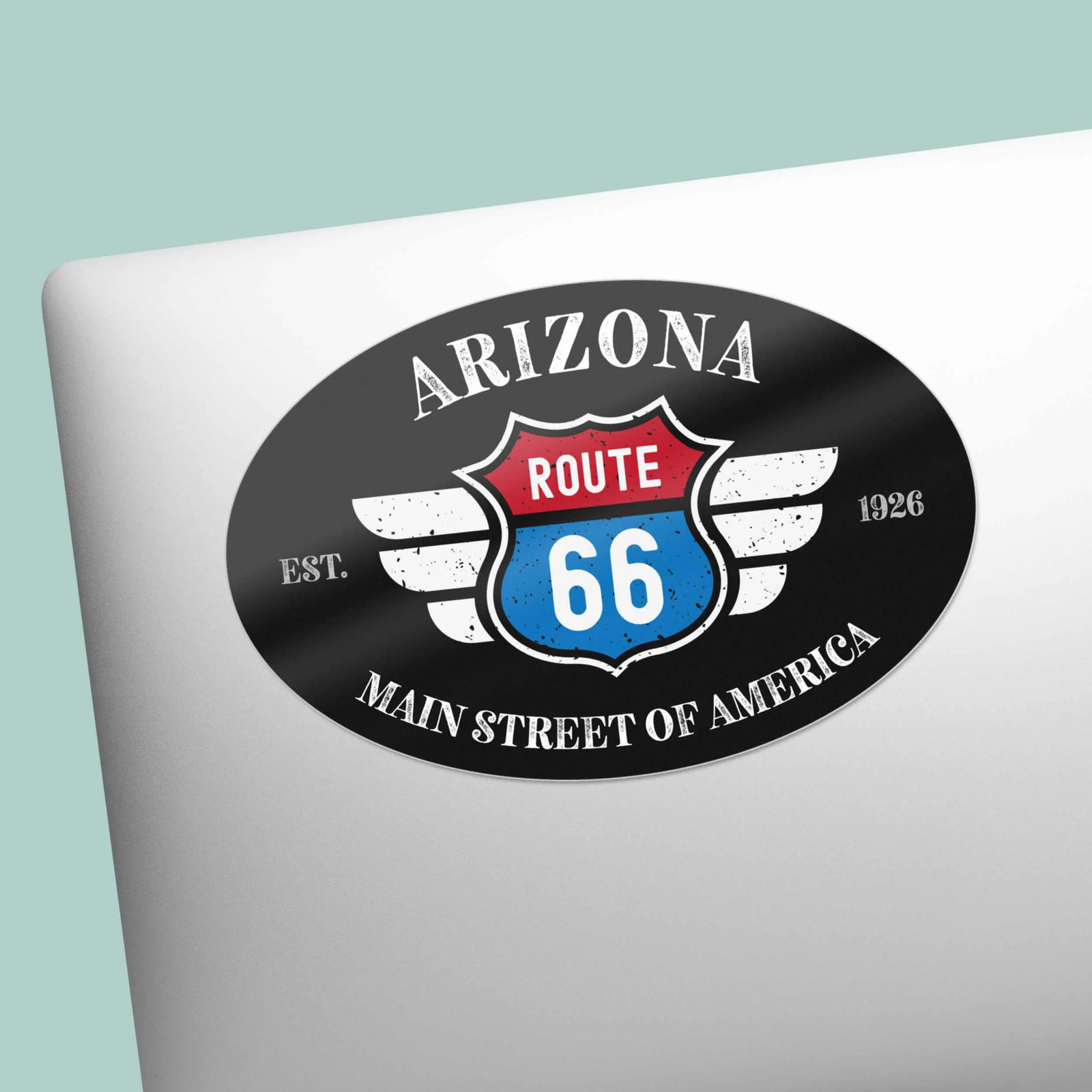 Arizona Route 66 Sticker – AZ Black Oval Decal