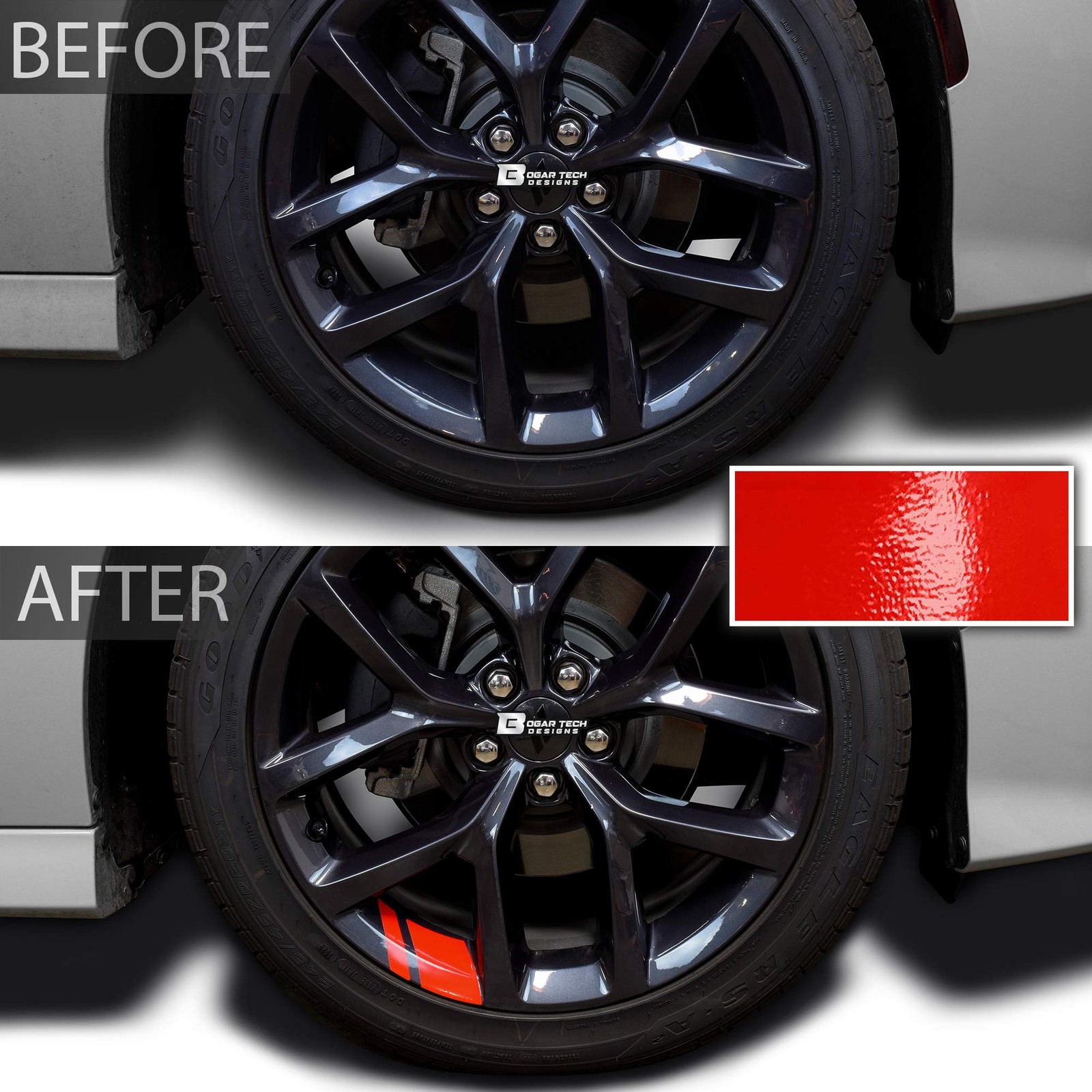 – Wheel Rim Decal Stripes for 18" – 20" Wheels, Gloss Red