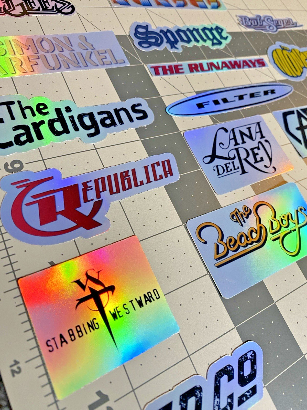 24 Classic Rock Stickers 60s 70s 80s 90s Rock & Roll Waterproof HOLOGRAPHIC