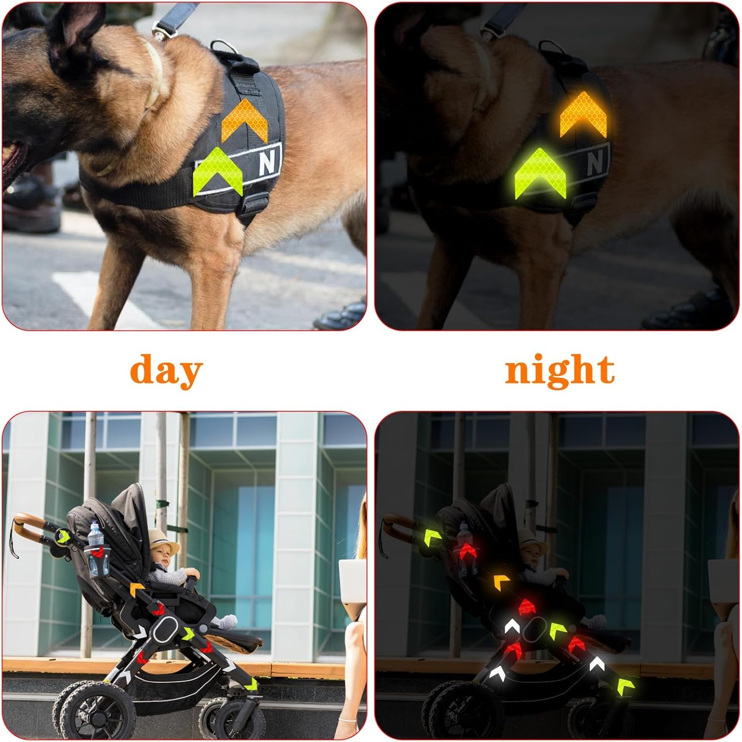 48PCS Reflective Stickers – High-Visibility Arrow Safety Stickers for Helmet, Ma