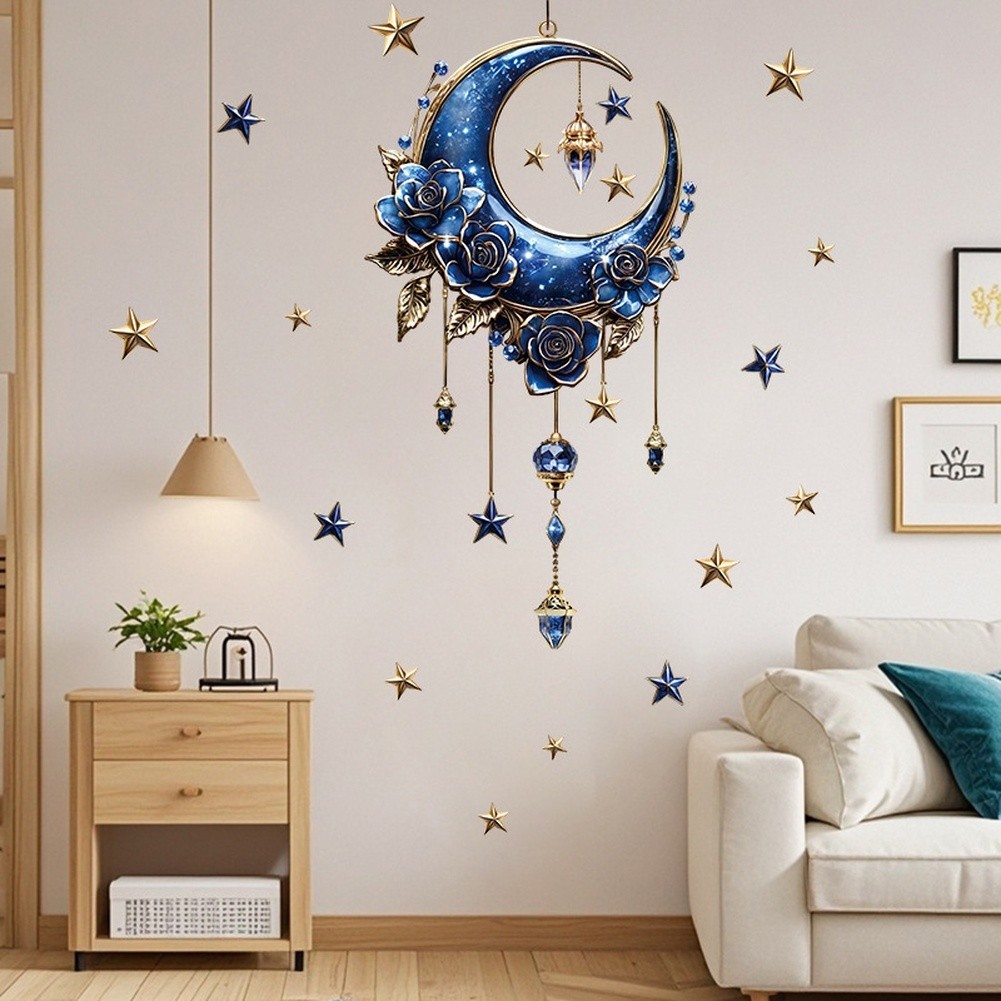 PVC Ramadan Wall Sticker with Moon and Star for Bedroom Kitchen Decoration