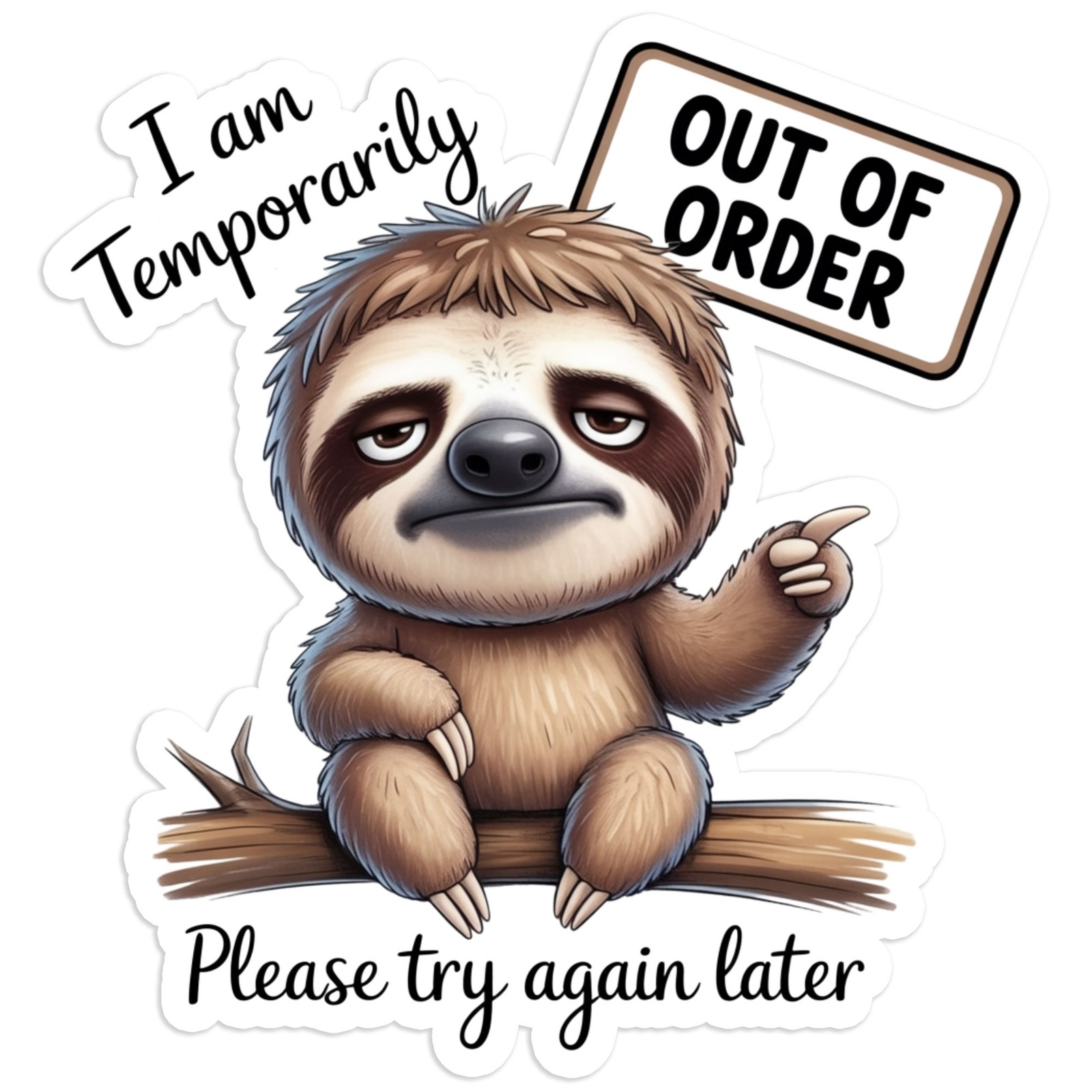 Sloth Out Of Order – Vinyl Decal Sticker – Car Window Laptop – #1774
