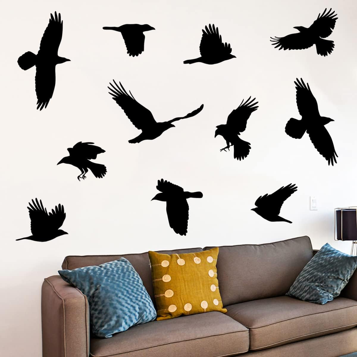 Removable Large Crow Wall Decals Black Raven Wall Stickers Peel & Stick Individu