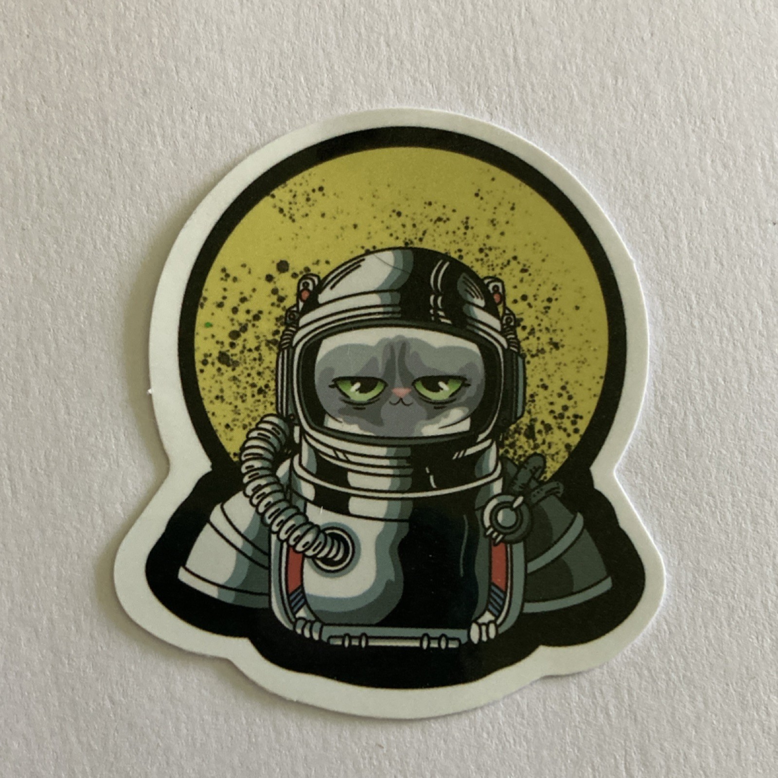 Cat Astronaut Multicolor Vinyl Sticker, Space Suit, Self-Adhesive, Novelty