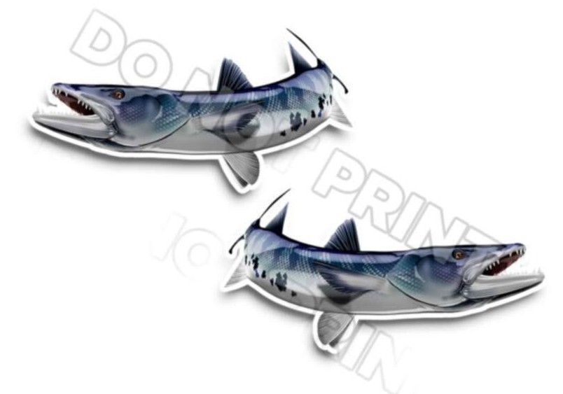 Barracuda Decals Fish Stickers Vinyl Tackle Box Stickers – Set of 2 #129
